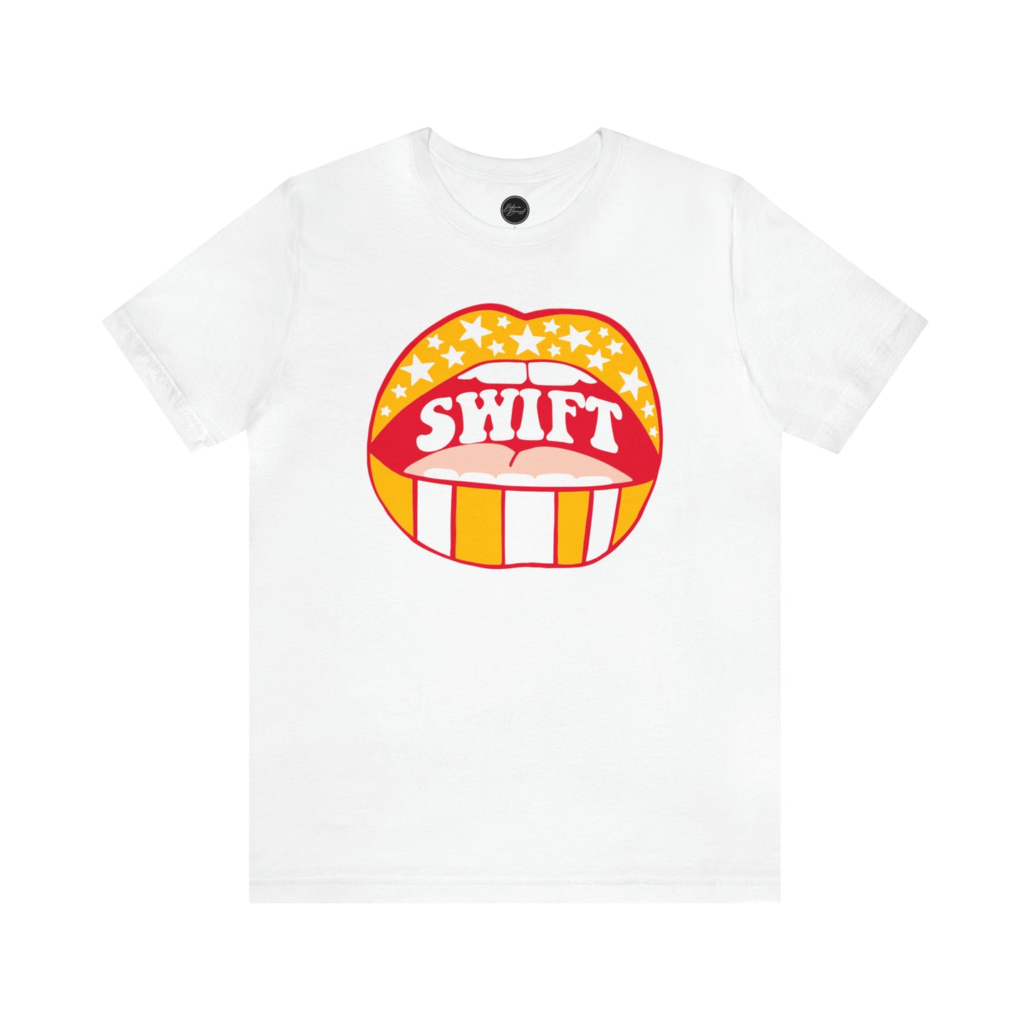 Swift Red, Yellow and White Lips Bella Jersey Short Sleeve Tee (Unisex)