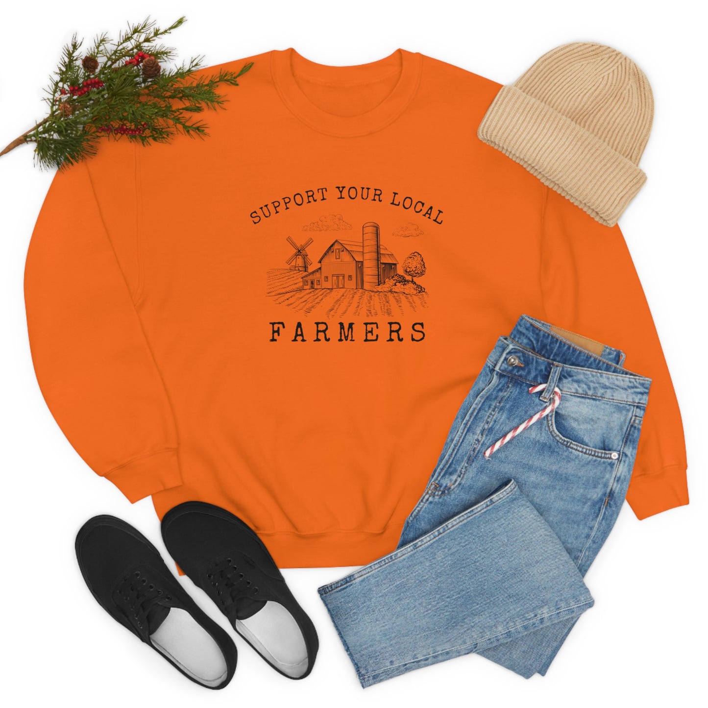 "Support Your Local Farmers - Wide Scene" - Unisex Heavy Blend™ Crewneck Sweatshirt