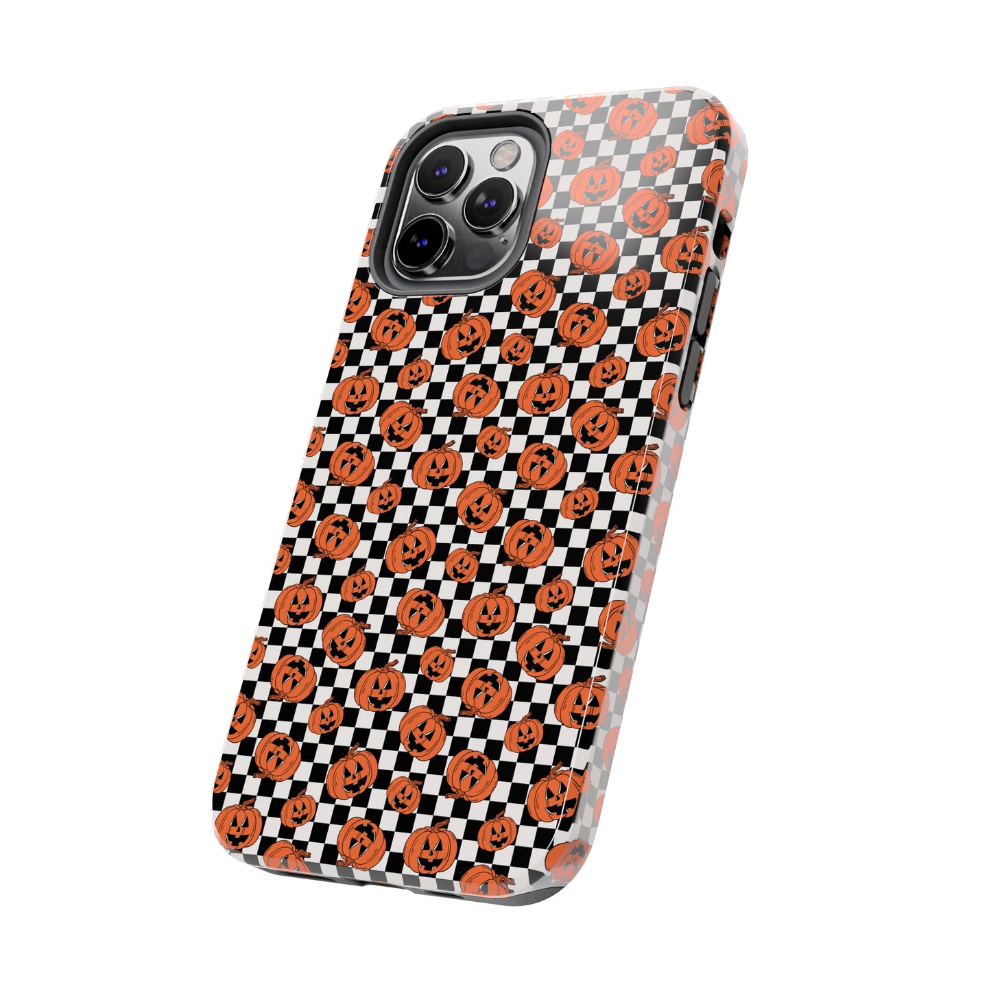 Pumpkin / Jack-O-Lantern Checkerboard Halloween/ Fall Patterned Tough Phone Cases