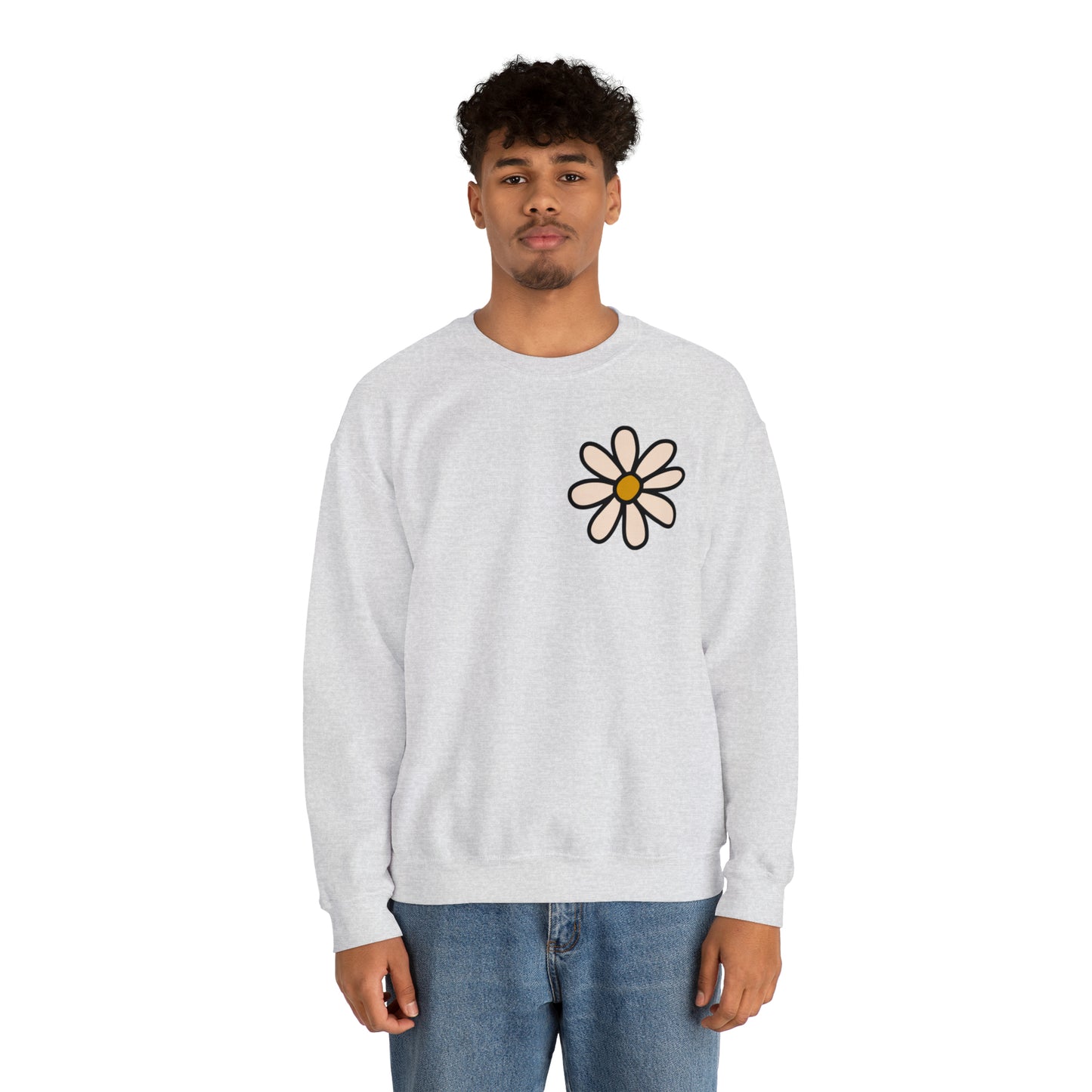 Distressed Daisy Love Like Jesus - Front and Back Design Heavy Blend™ Crewneck Sweatshirt