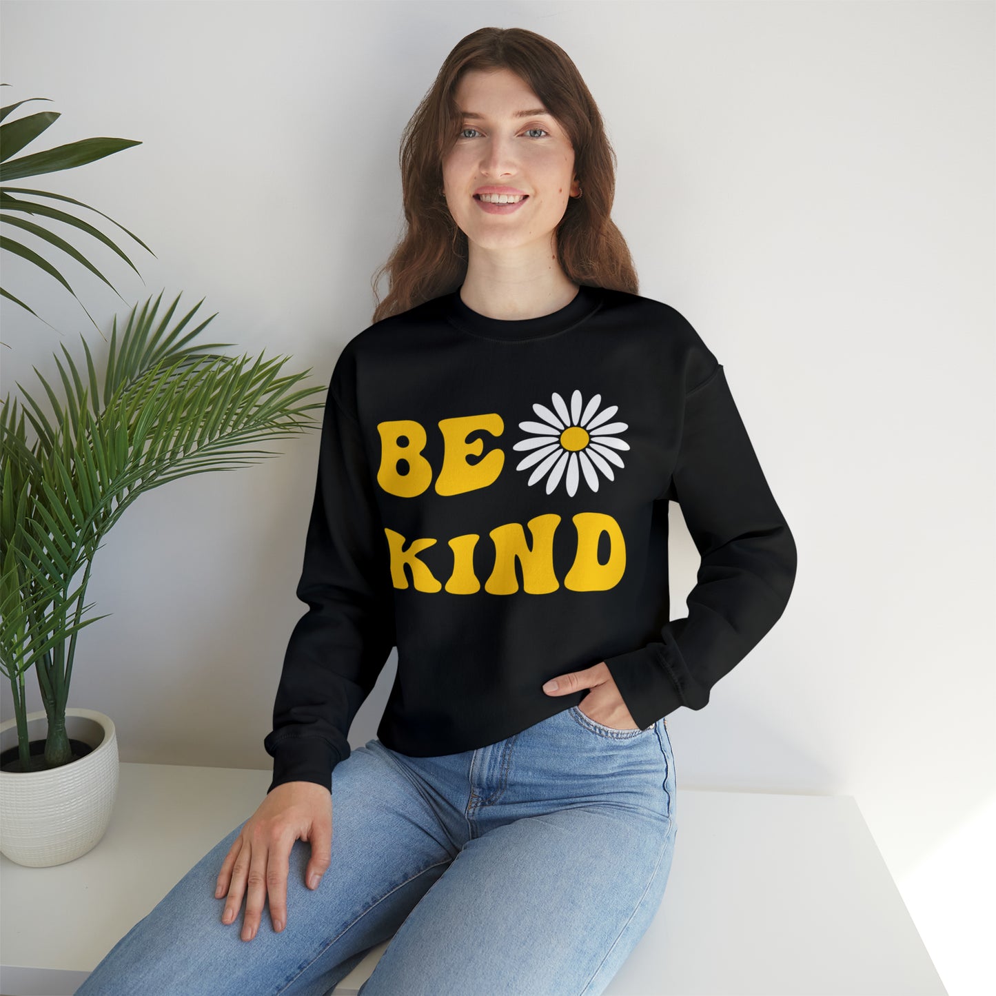 Be Kind Yellow Sunflower Unisex Heavy Blend™ Crewneck Sweatshirt