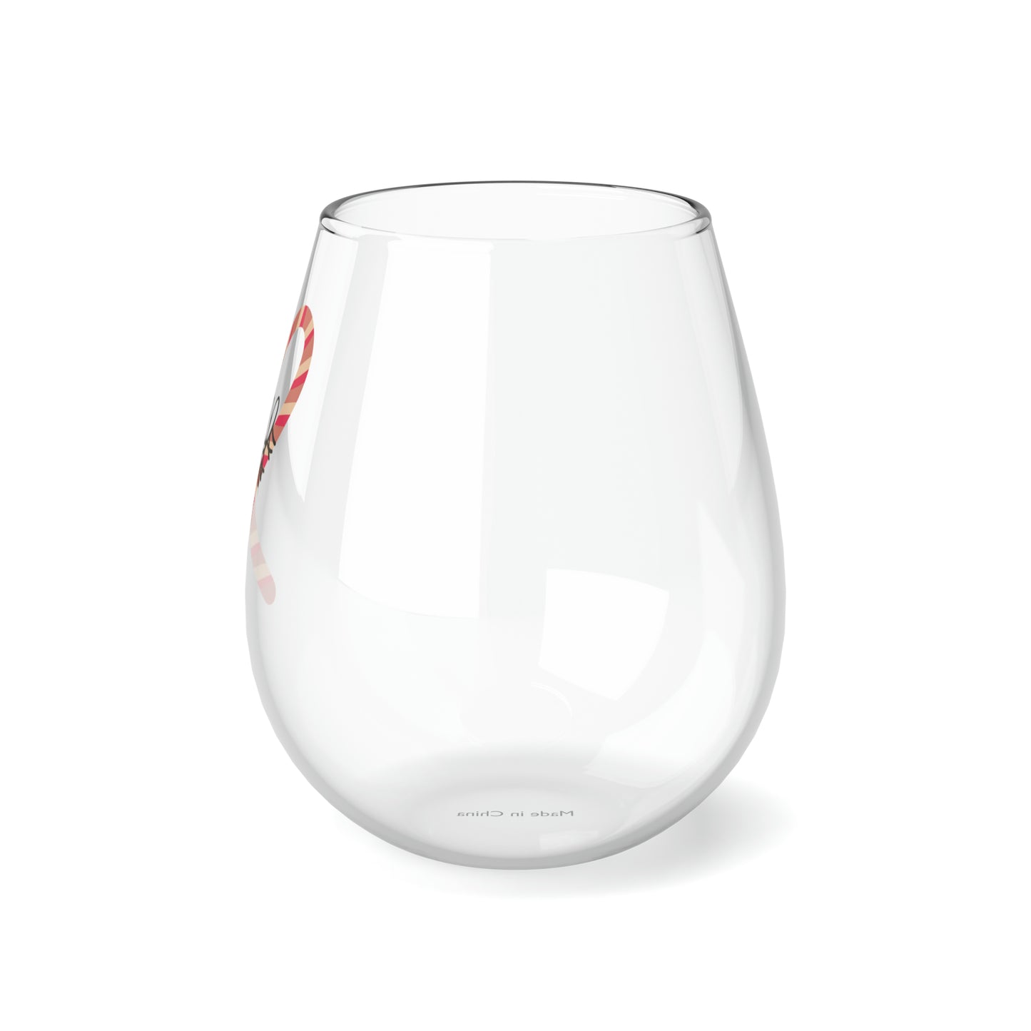 Boho Candy Cane Stemless Wine/ Glass, 11.75oz