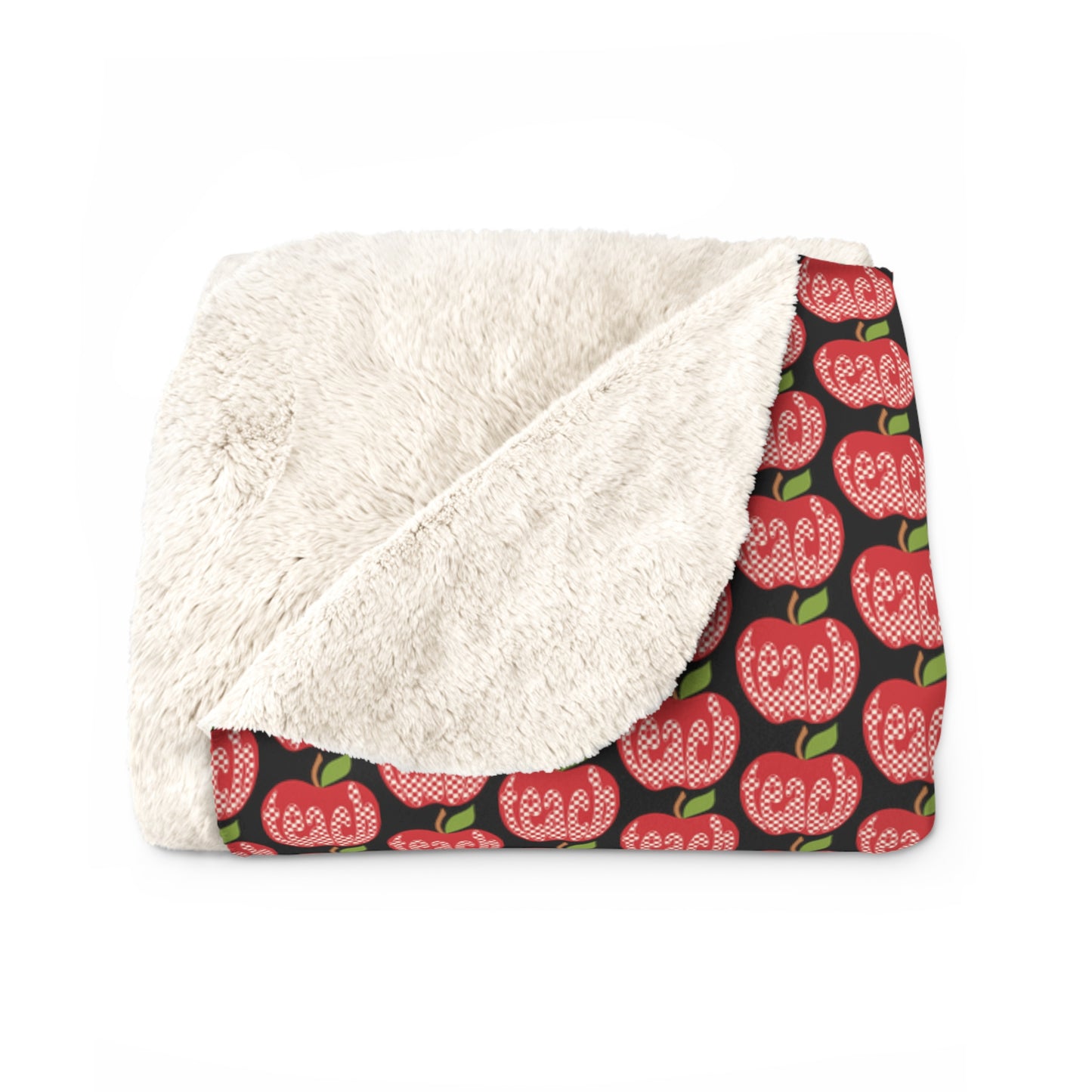 Red Apple Teach Pattern Design Sherpa Fleece Blanket