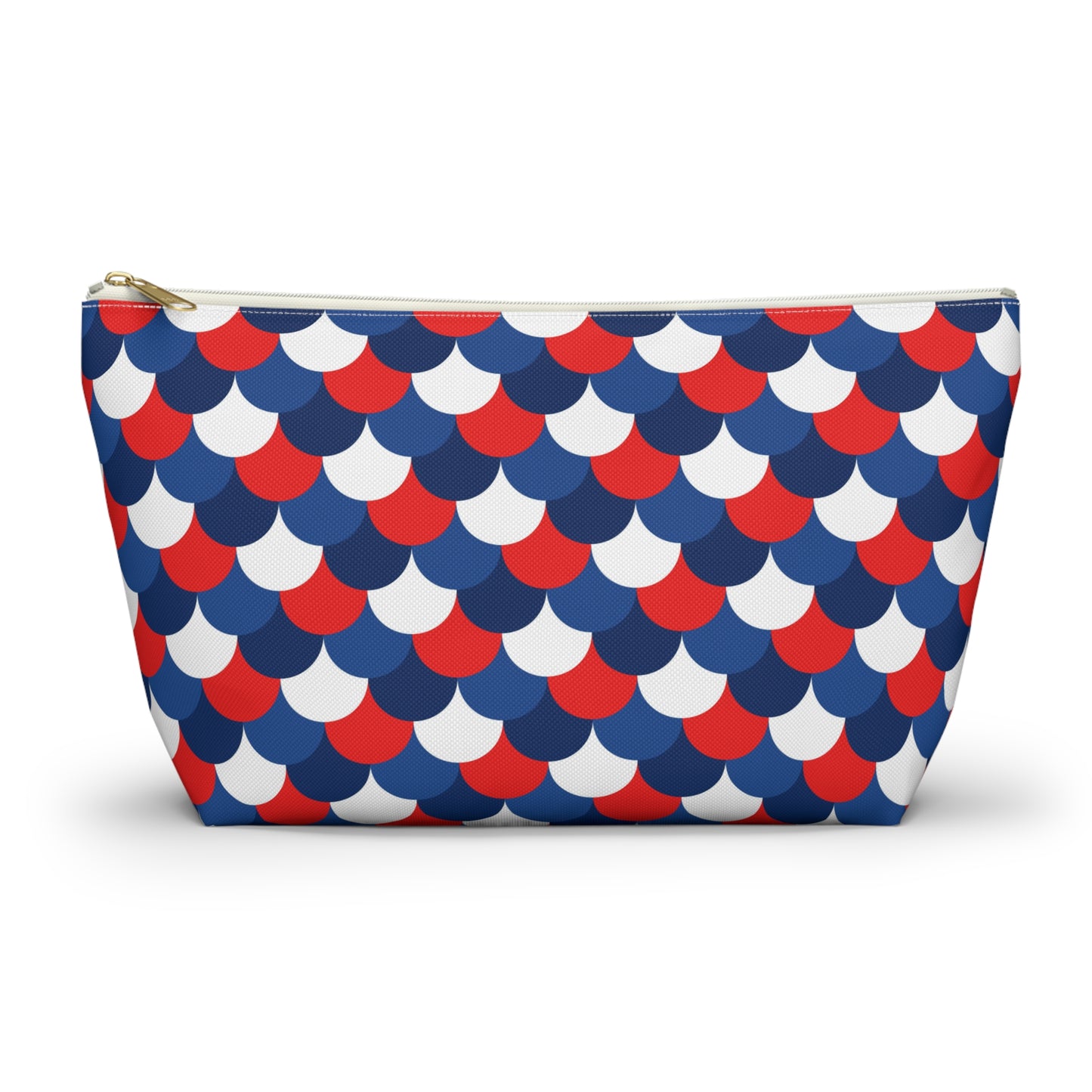USA America 4th of July Mermaid Scale Red, White and Blue Print Design Accessory Pouch w T-bottom