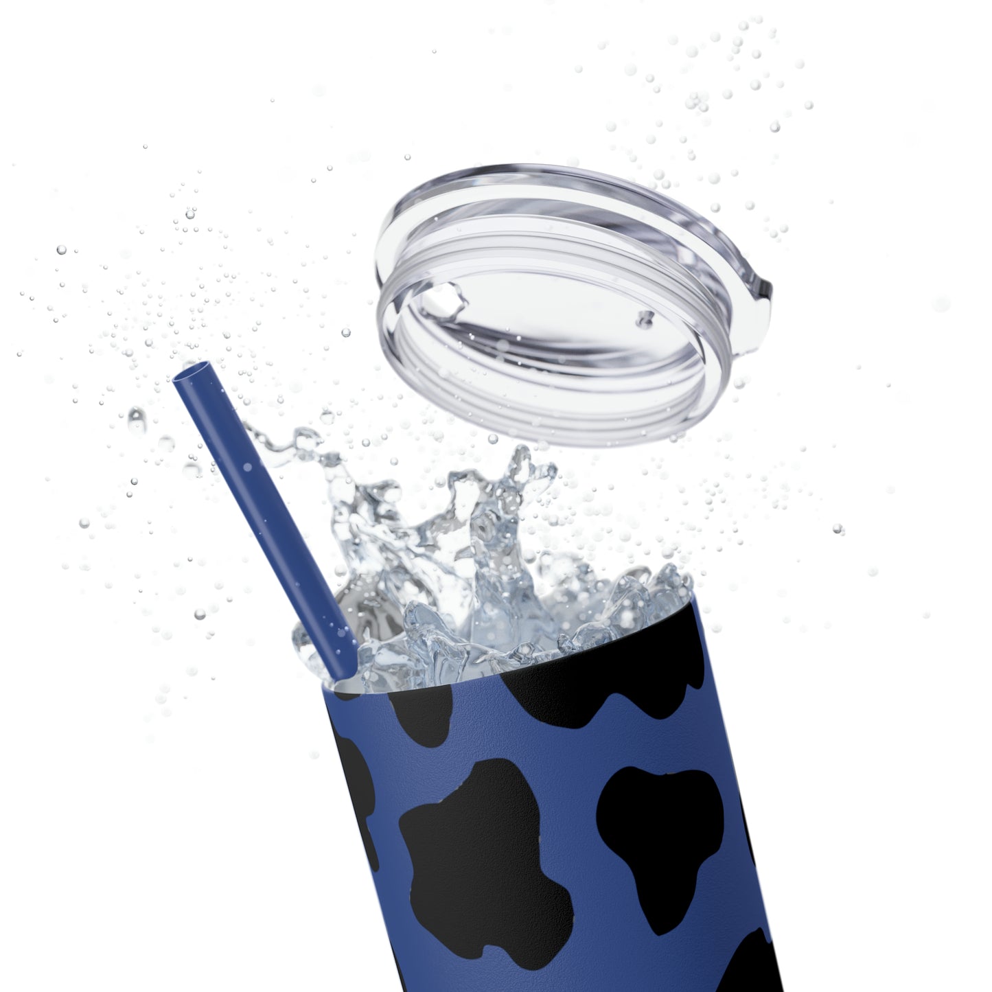 Country Cow Print Skinny Tumbler with Straw, 20oz