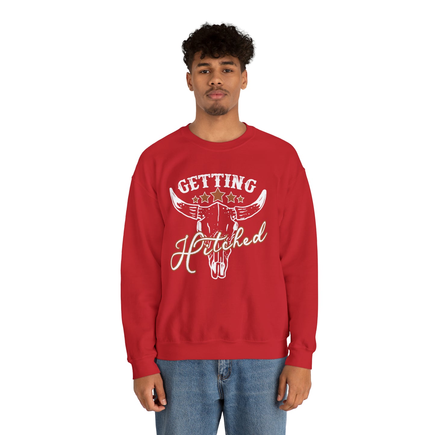 Vintage Getting Hitched Bride Unisex Heavy Blend™ Crewneck Sweatshirt - White Ink