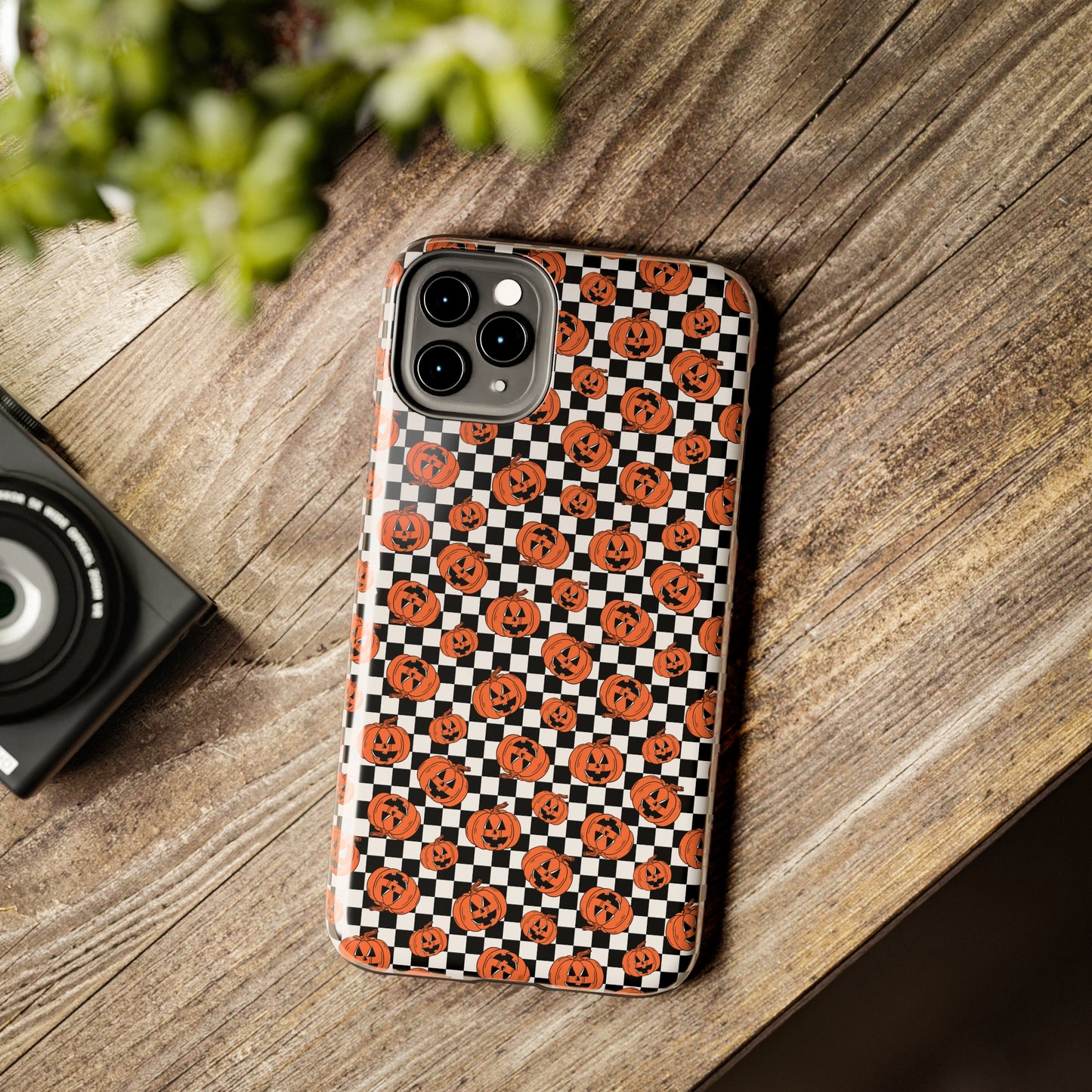 Pumpkin / Jack-O-Lantern Checkerboard Halloween/ Fall Patterned Tough Phone Cases