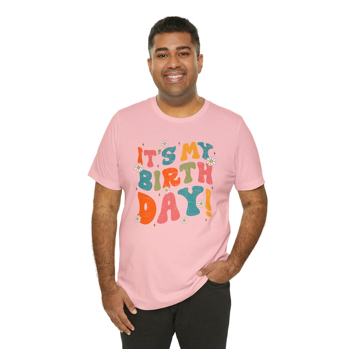 Distressed It's My Birthday Colorful Daisy T-Shirt