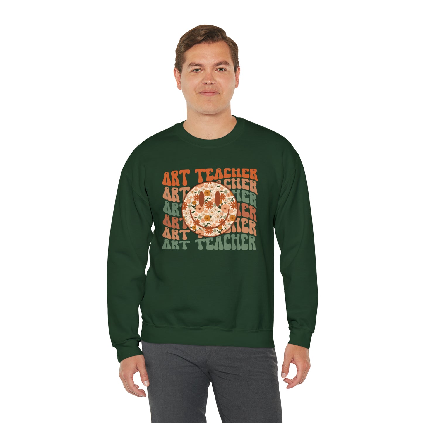 Art Teacher with Smiley Face Heavyweight Crewneck Sweatshirt