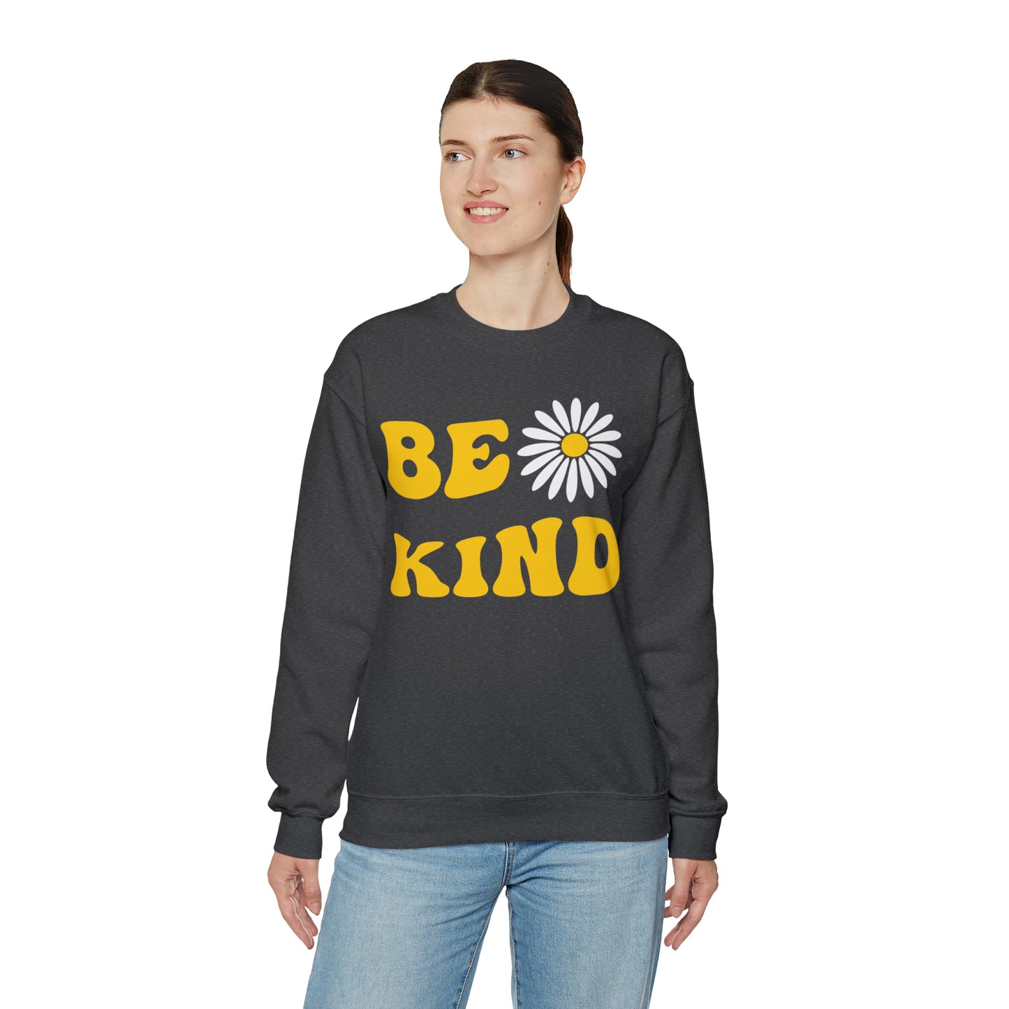 Be Kind Yellow Sunflower Unisex Heavy Blend™ Crewneck Sweatshirt
