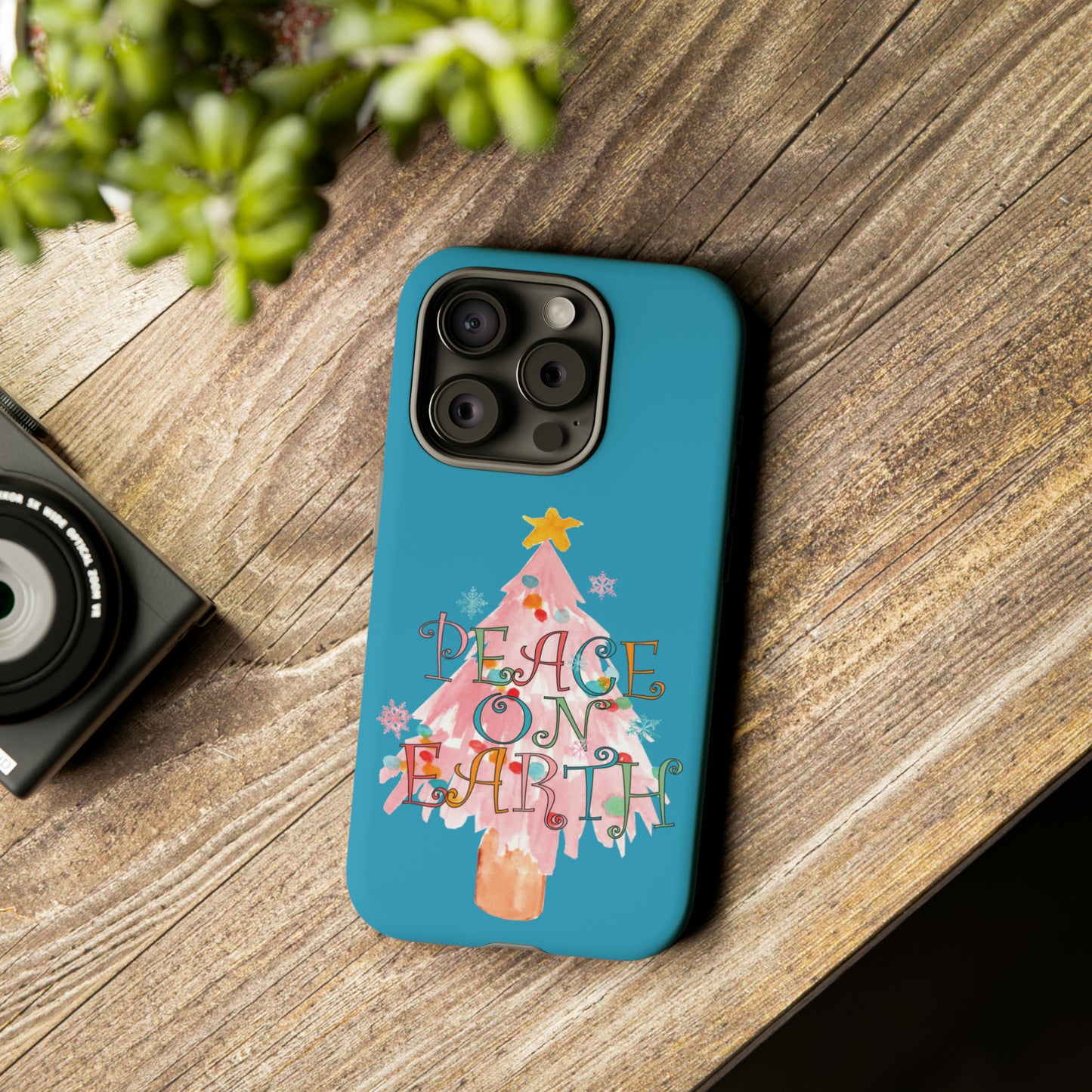 Peace on Earth Christmas/ Holiday Apple iPhone Tough Cases - Turquoise