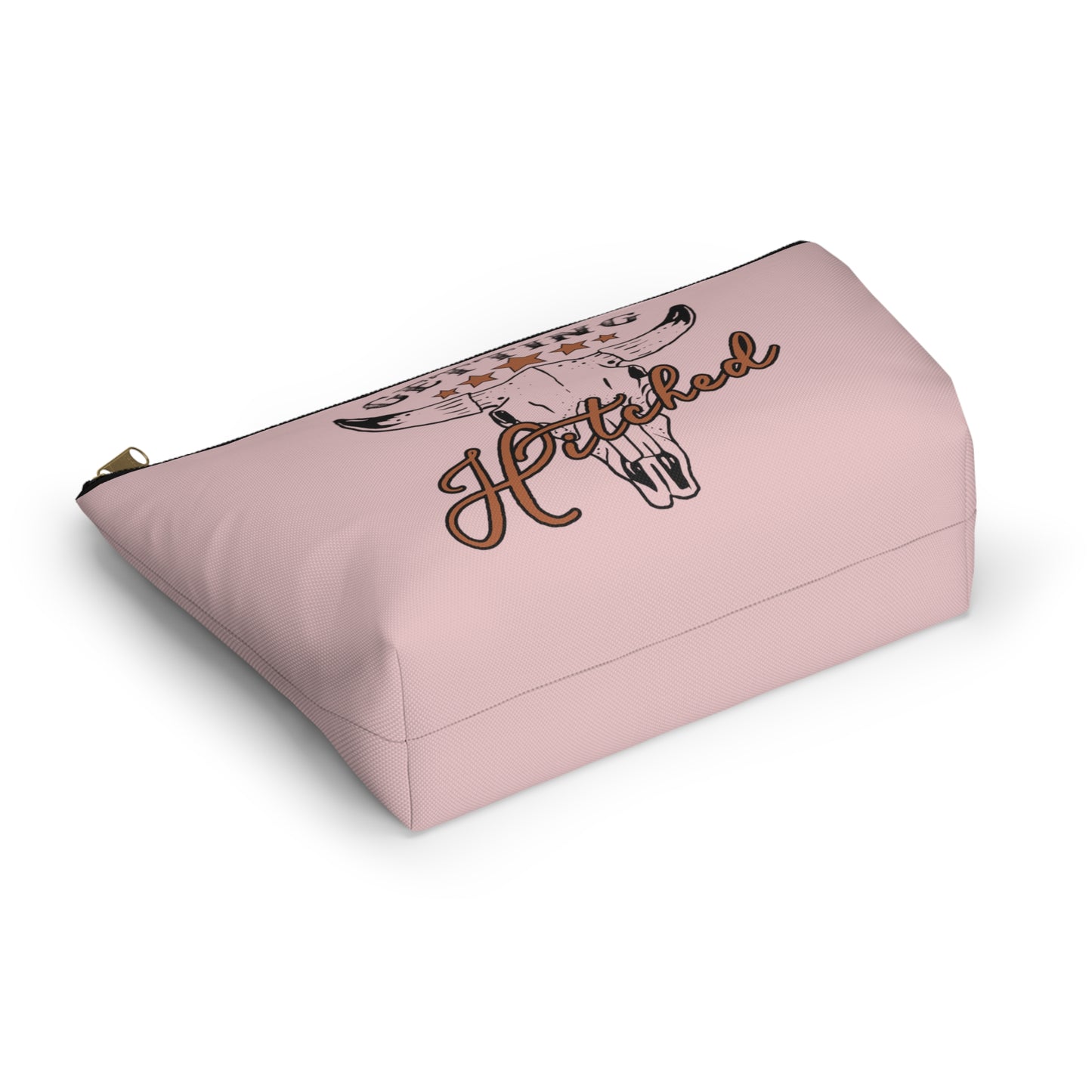 Rustic Country Light Pink Getting Hitched Print Design Accessory Pouch w T-bottom