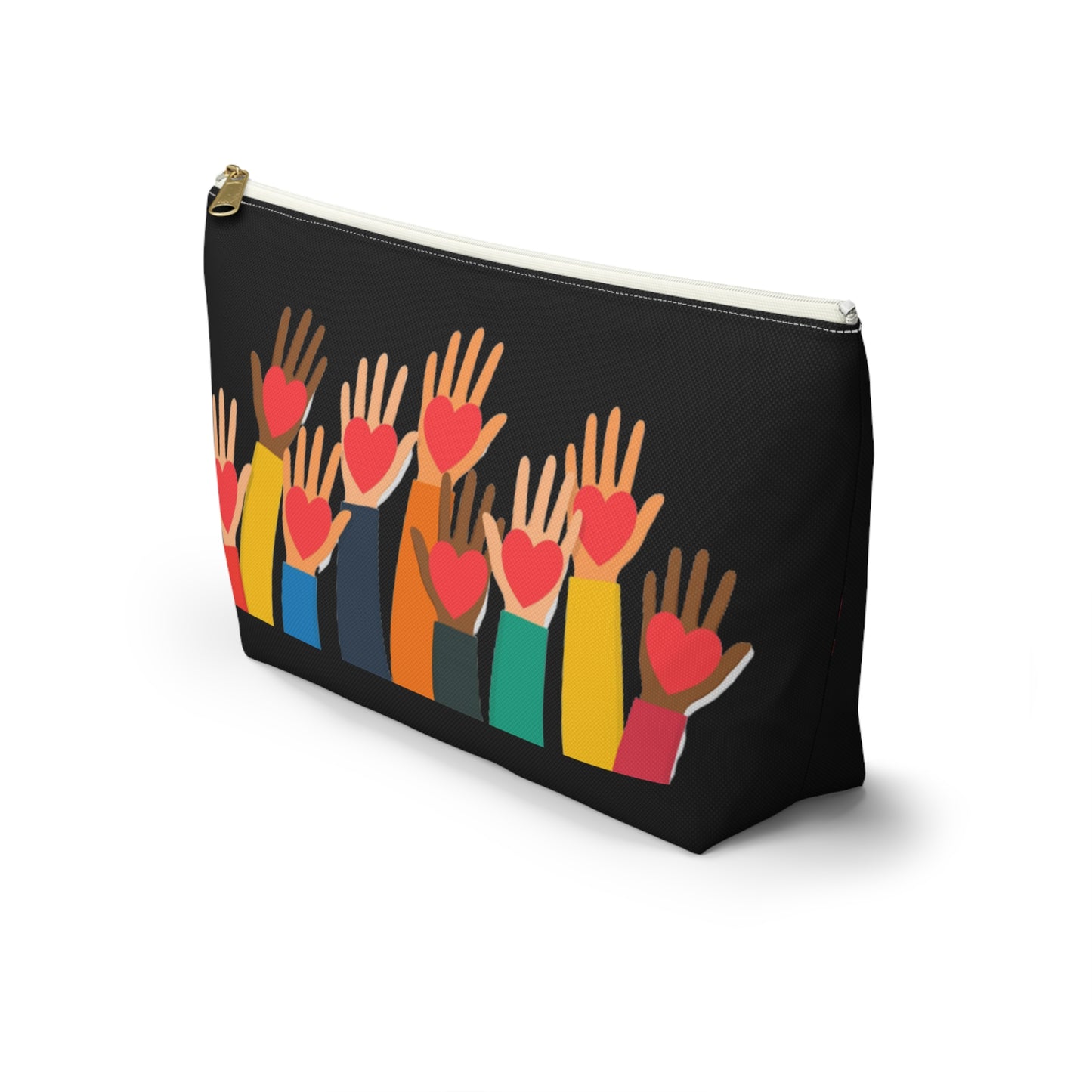 Hearts Hands and Love Print Design Accessory Pouch w T-bottom
