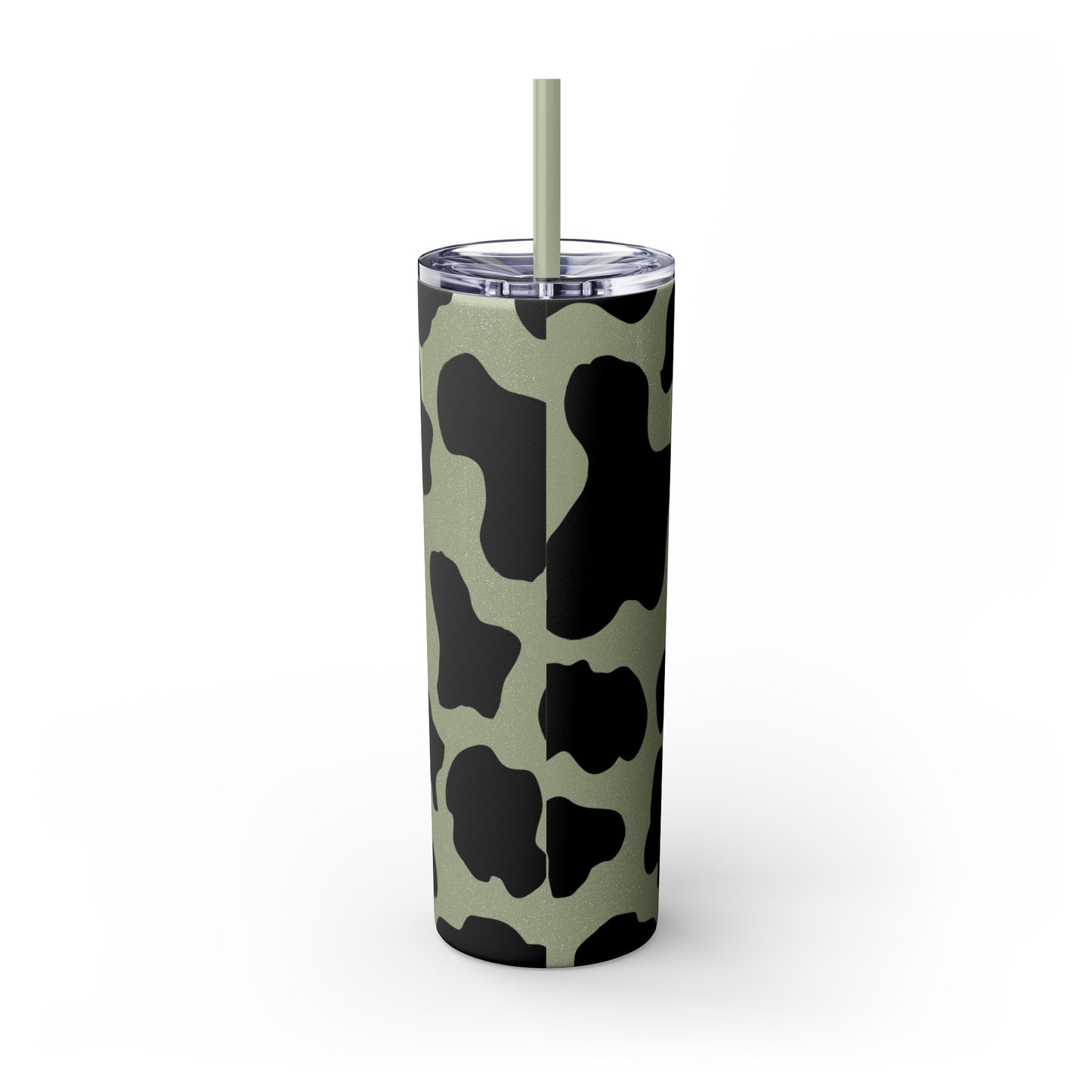 Country Cow Print Skinny Tumbler with Straw, 20oz