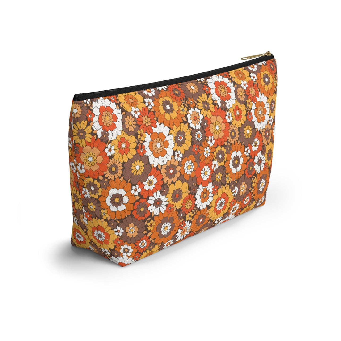 Rustic Retro Floral Print Design  Accessory Pouch w T-bottom