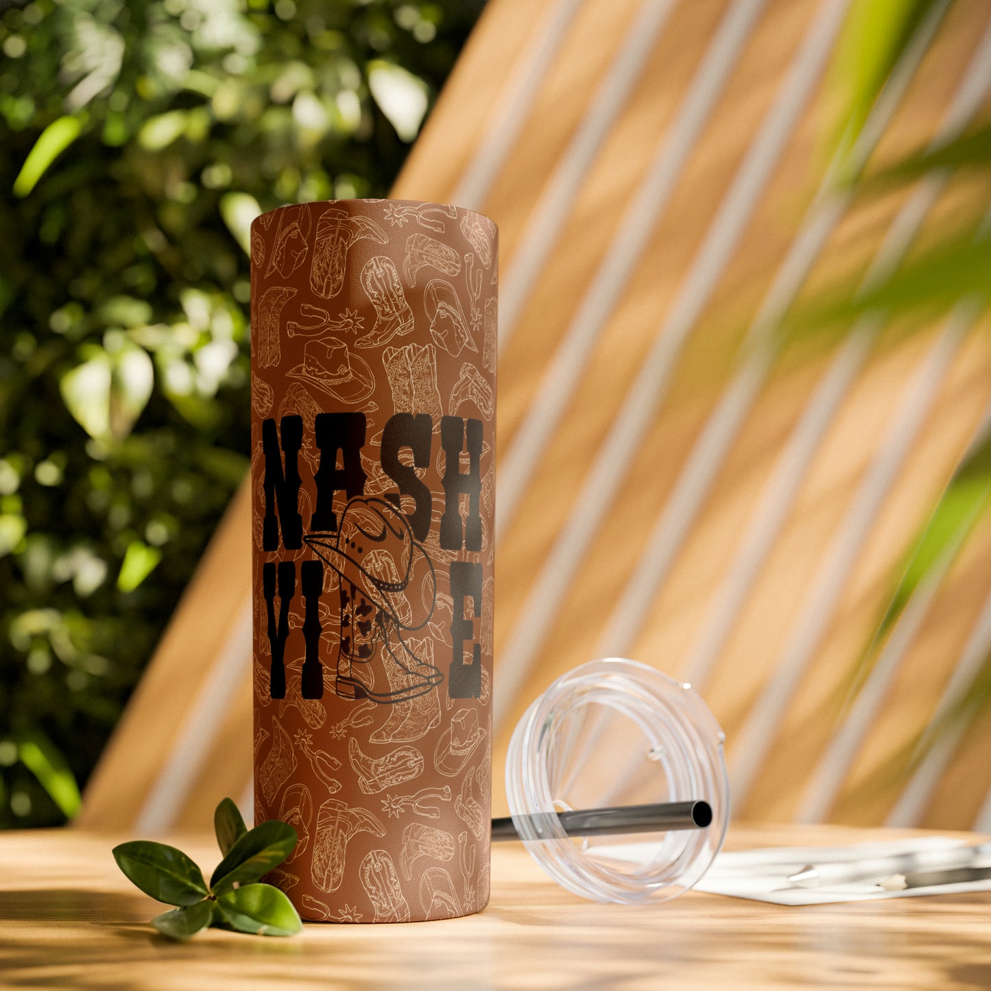 Kick Up the Boots Nashville Themed Skinny Tumbler with Straw, 20oz