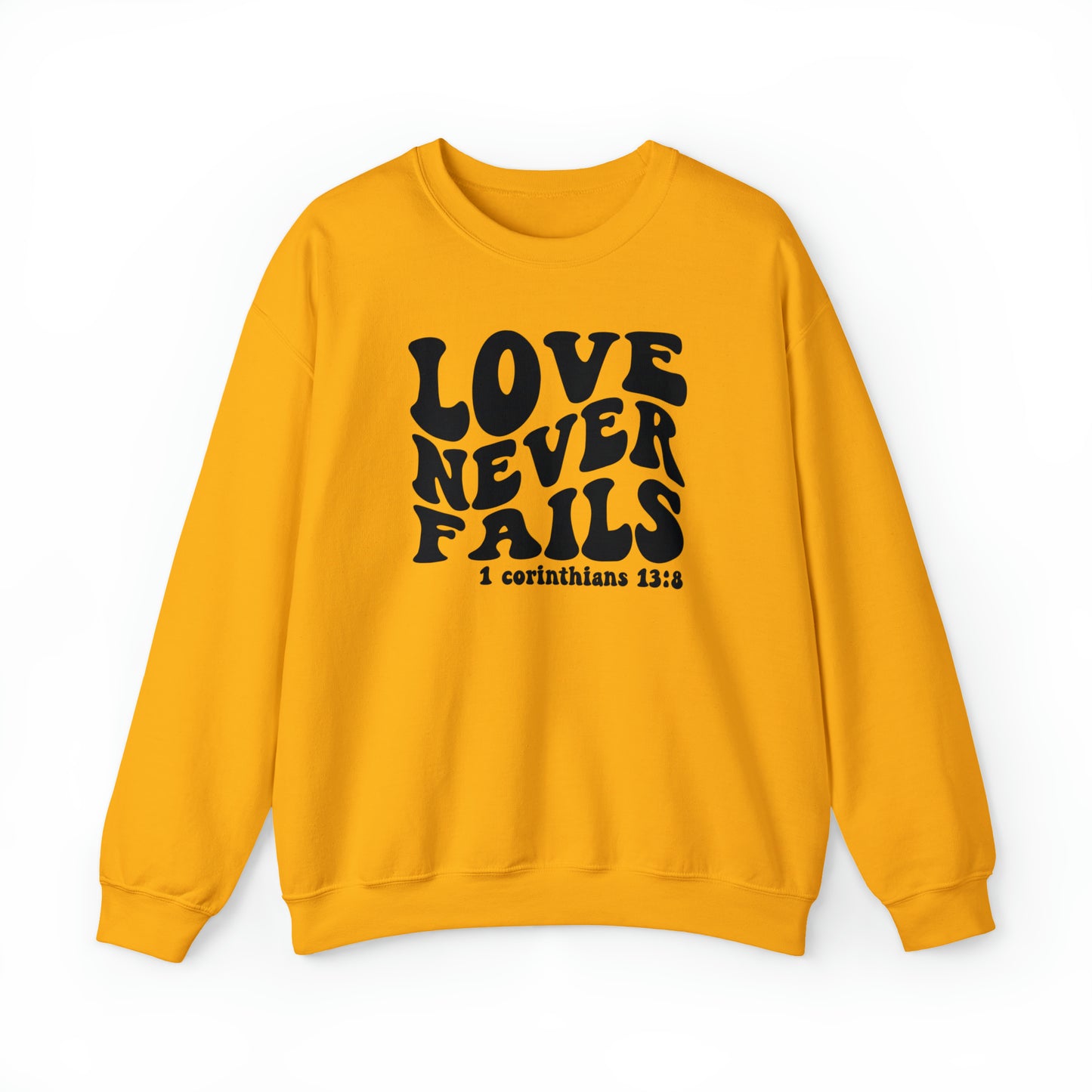 Love Never Fails Black Logo Unisex Heavy Blend™ Crewneck Sweatshirt