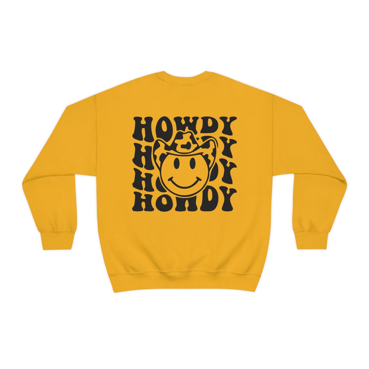 "Smiley Face HOWDY" (Front and Back Design) - Unisex Heavy Blend™ Crewneck Sweatshirt