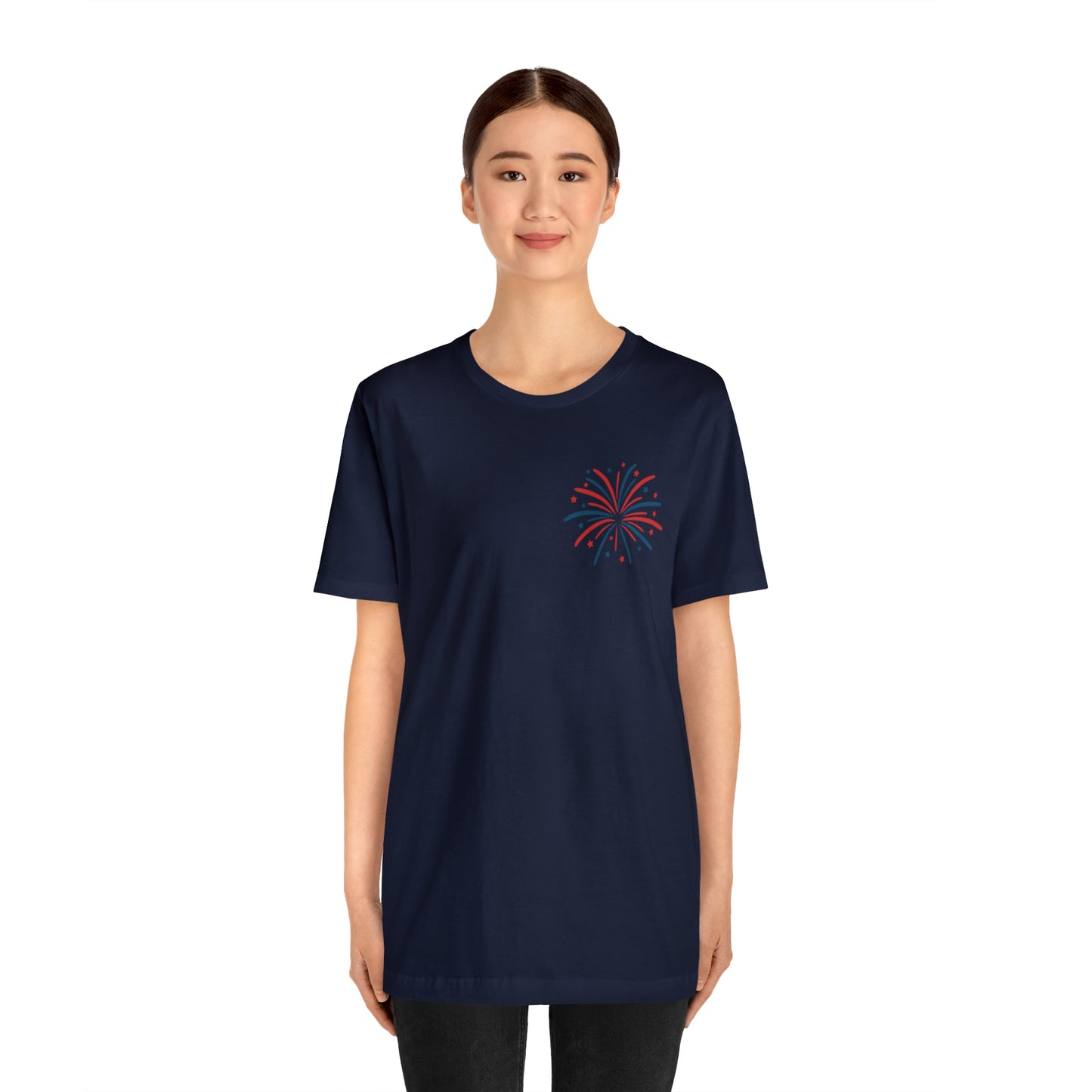 "Land of the Free Because of the Brave" Unisex Jersey Short Sleeve Tee (Front and Back Design)