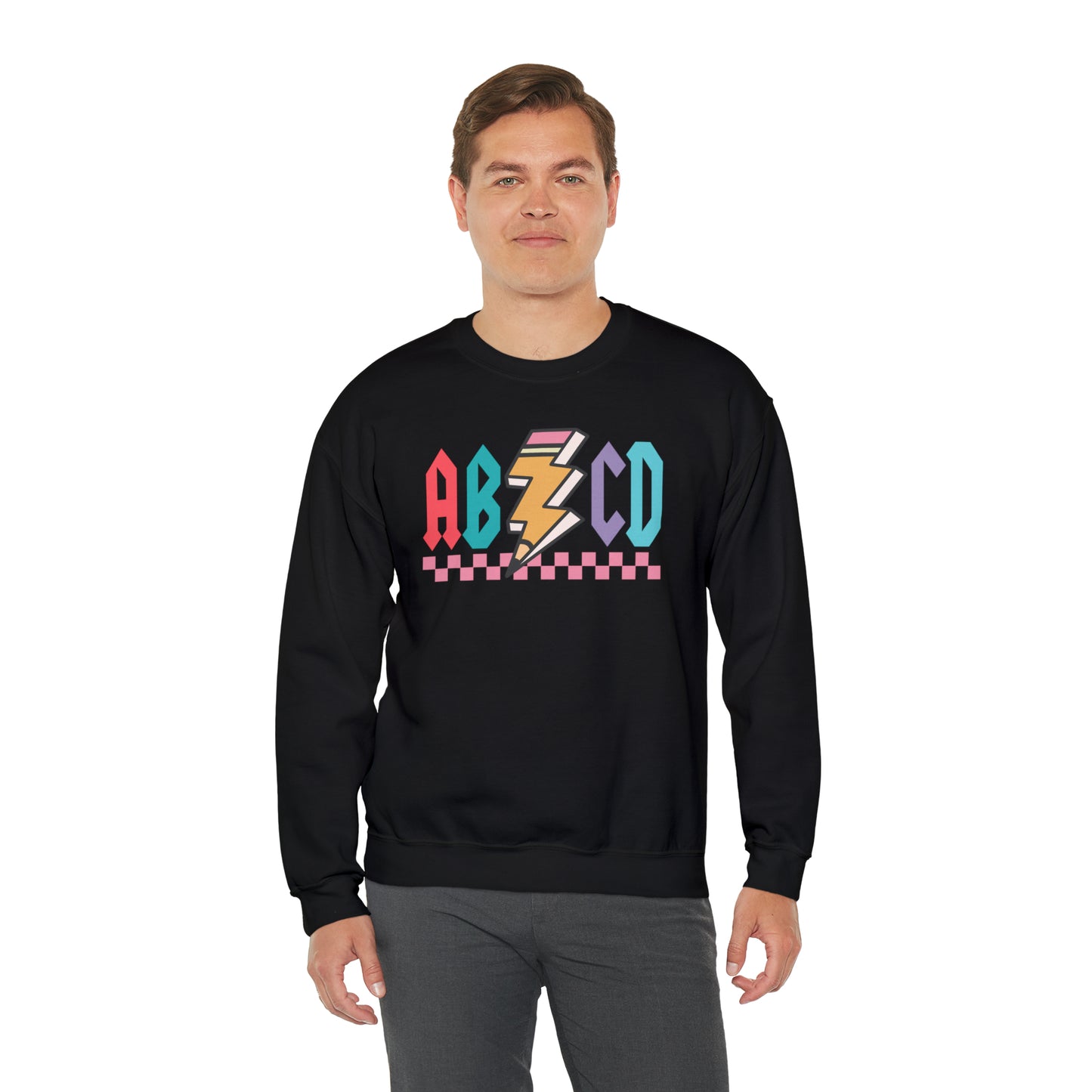 Vintage ABCD Rock and Roll Teacher Heavy Blend™ Crewneck Sweatshirt