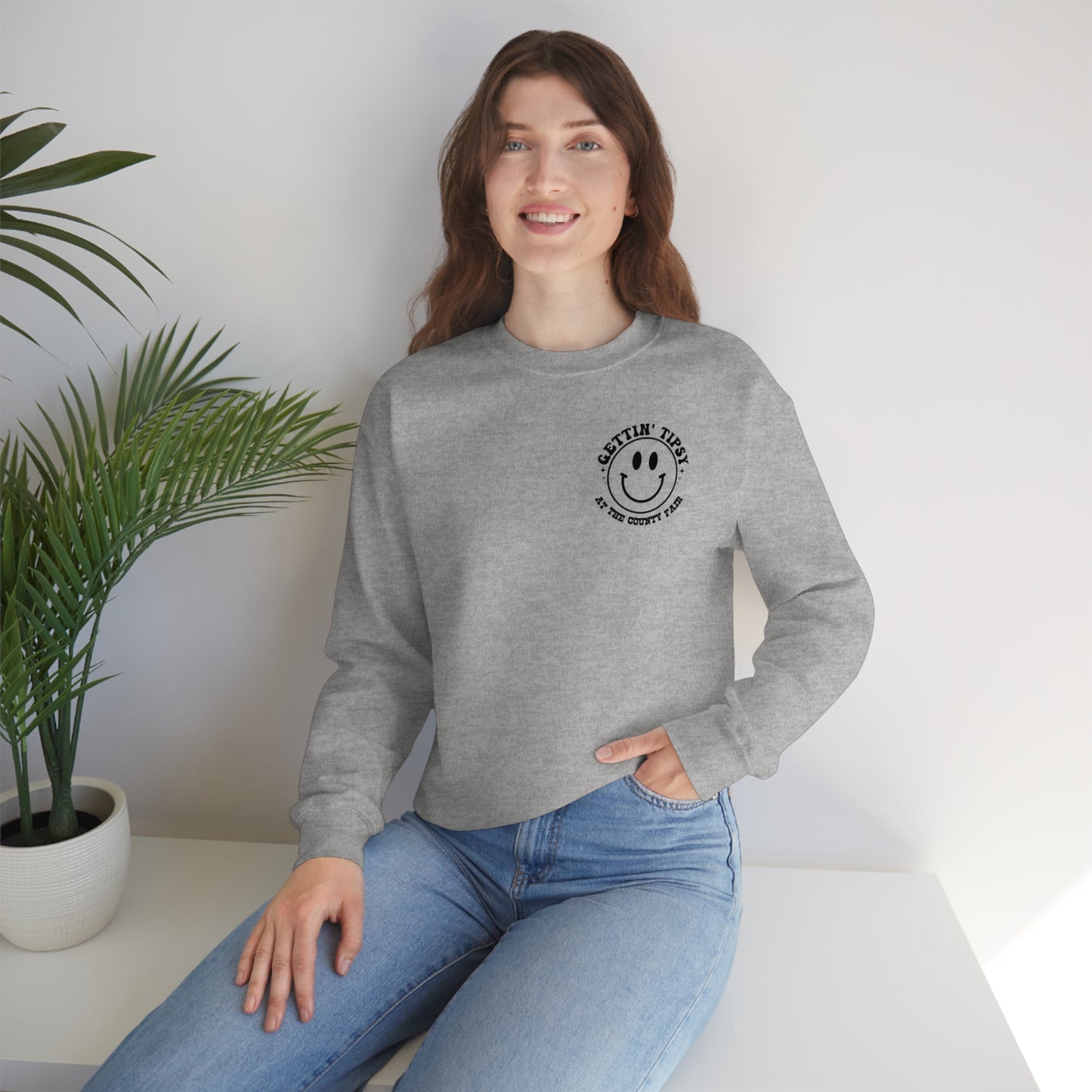 "Gettin' Tipsy at the County Fair" (Front & Back Design) - Unisex Heavy Blend™ Crewneck Sweatshirt