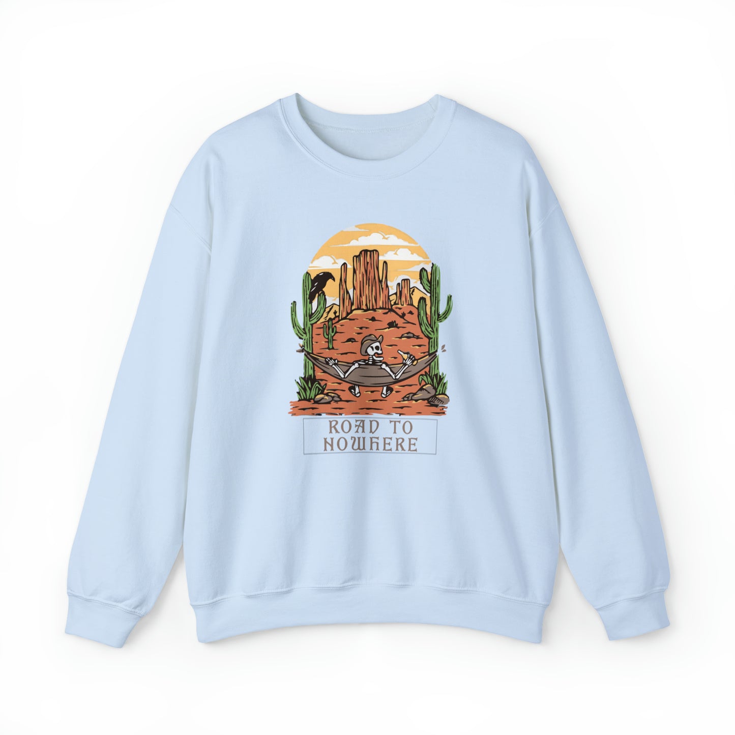Road to Nowhere Skeleton Fall Halloween Retro Warm Colored Unisex Heavy Blend™ Crewneck Sweatshirt