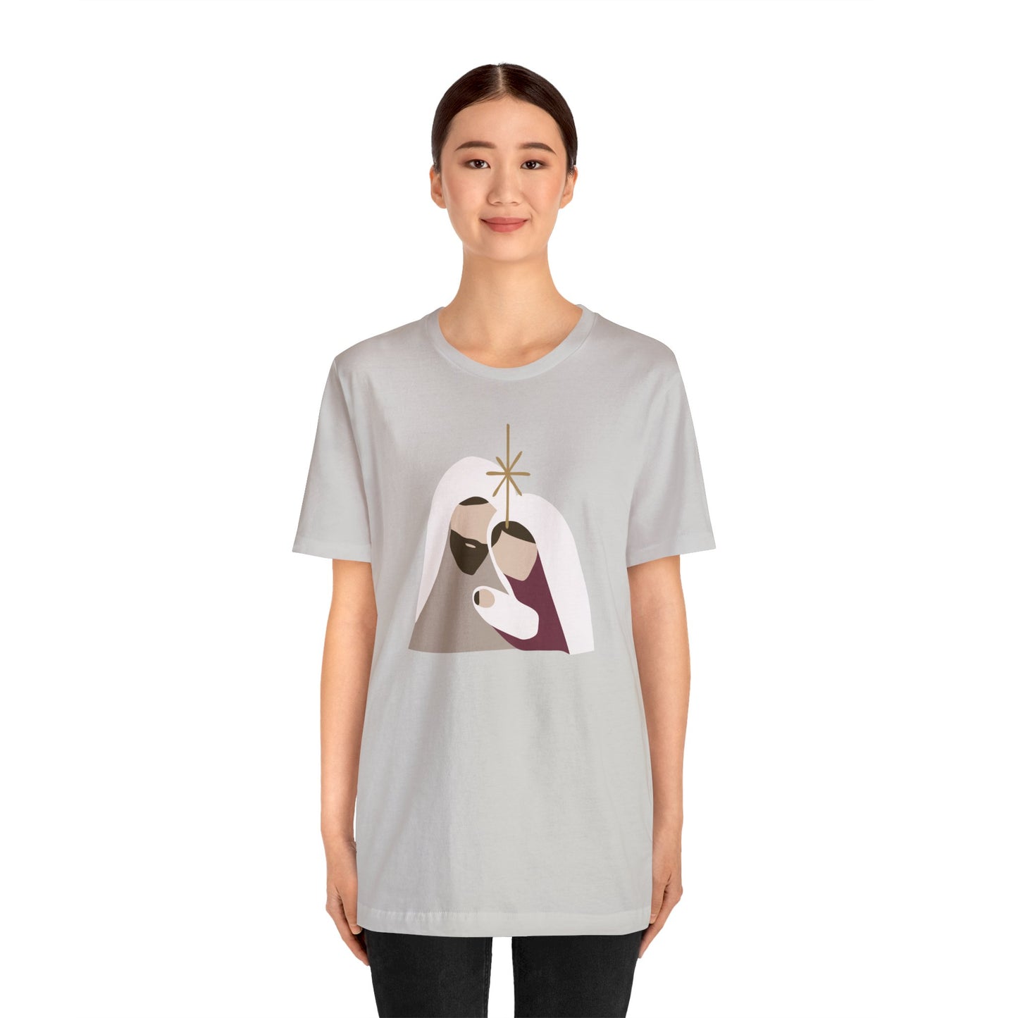 Holy Family Christmas Christian Bella Jersey Short Sleeve Tee (Unisex)