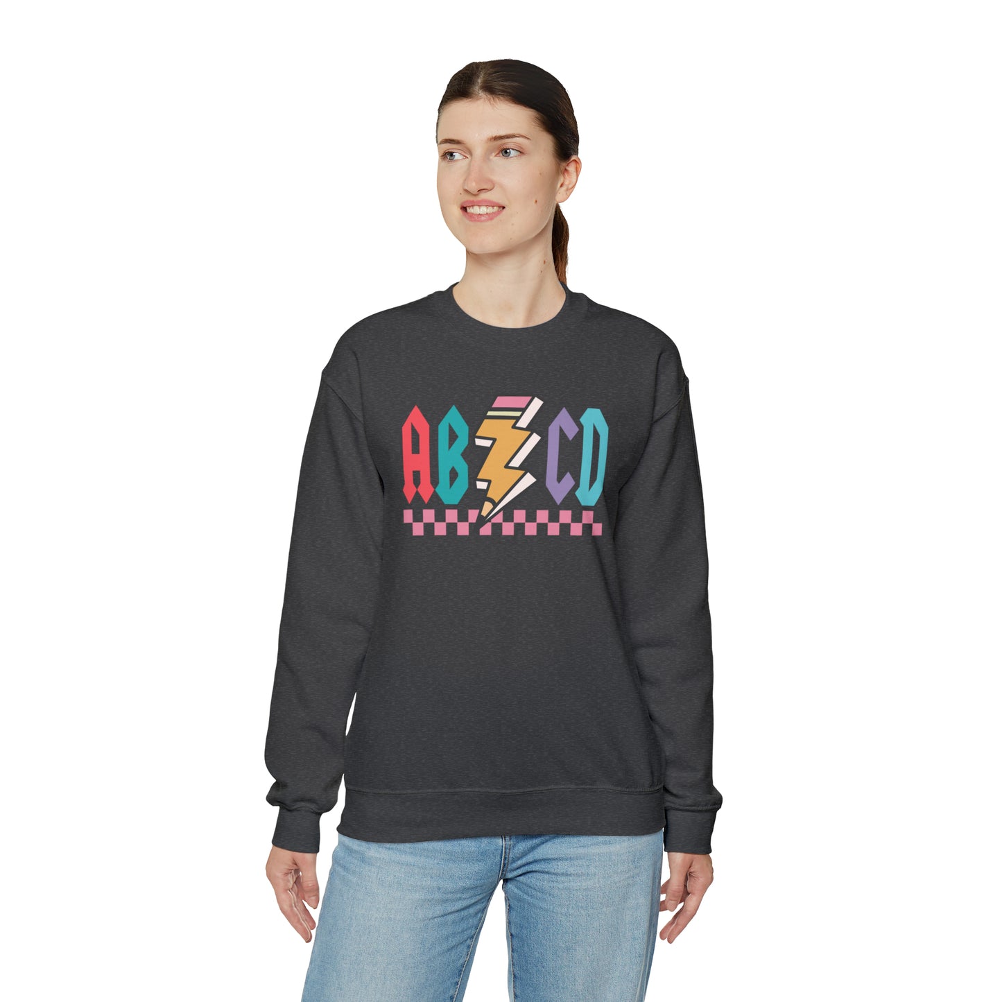Vintage ABCD Rock and Roll Teacher Heavy Blend™ Crewneck Sweatshirt