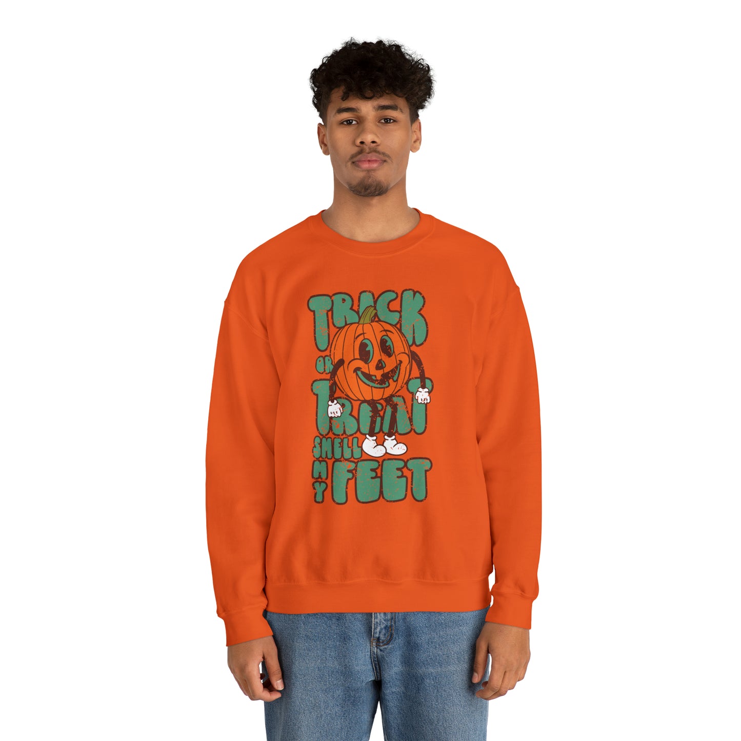 Distressed Trick or Treat Smell My Feet Heavy Blend™ Crewneck Sweatshirt