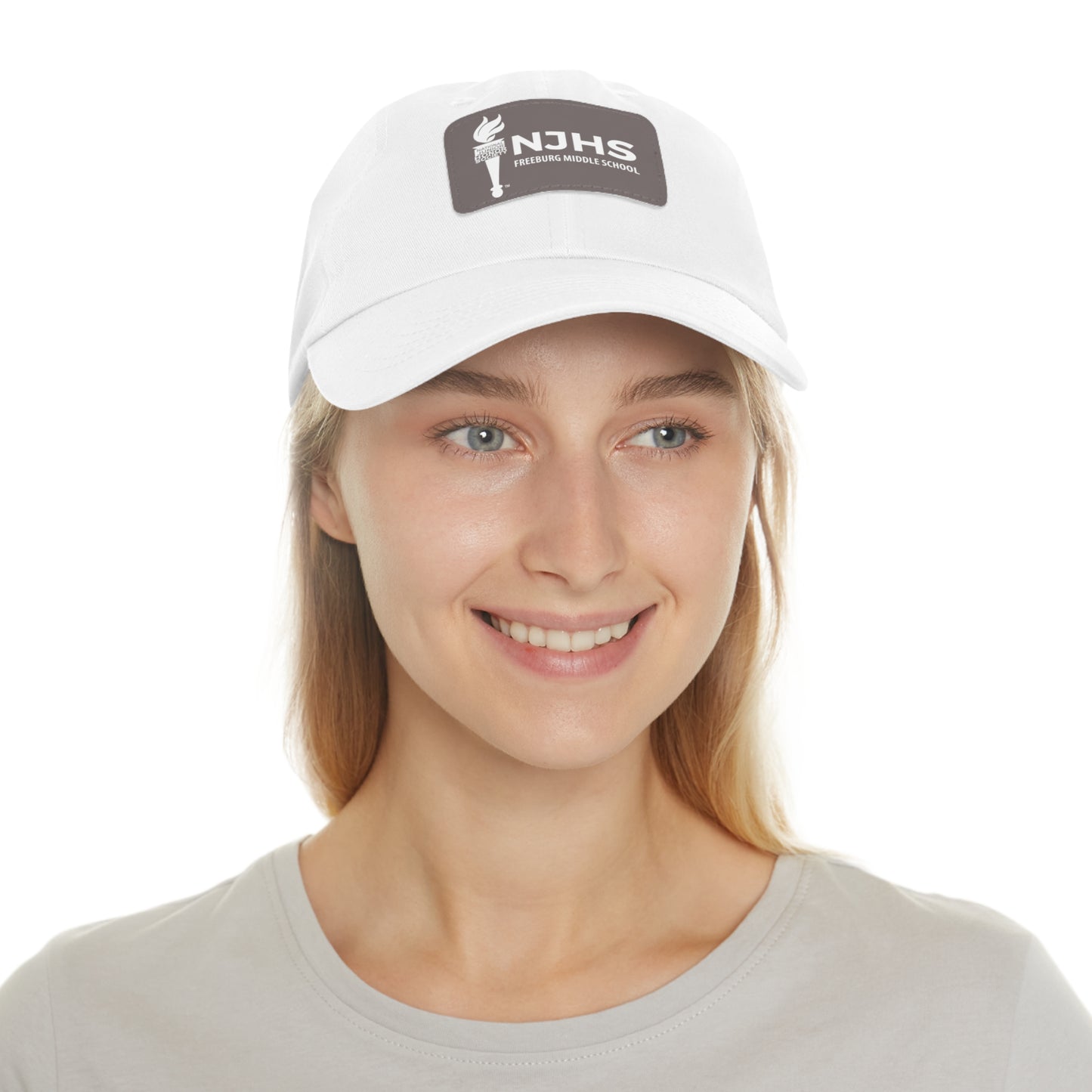 Freeburg Middle School White Torch Hat with Leather Patch