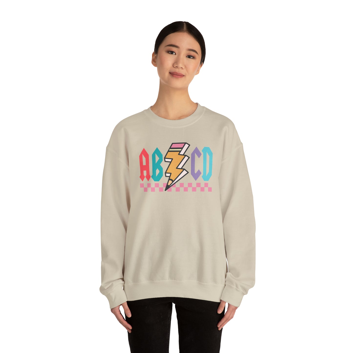 Vintage ABCD Rock and Roll Teacher Heavy Blend™ Crewneck Sweatshirt
