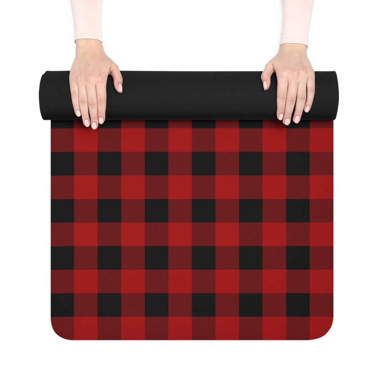 Red and Black Buffalo Pattern Rubber Yoga Mat