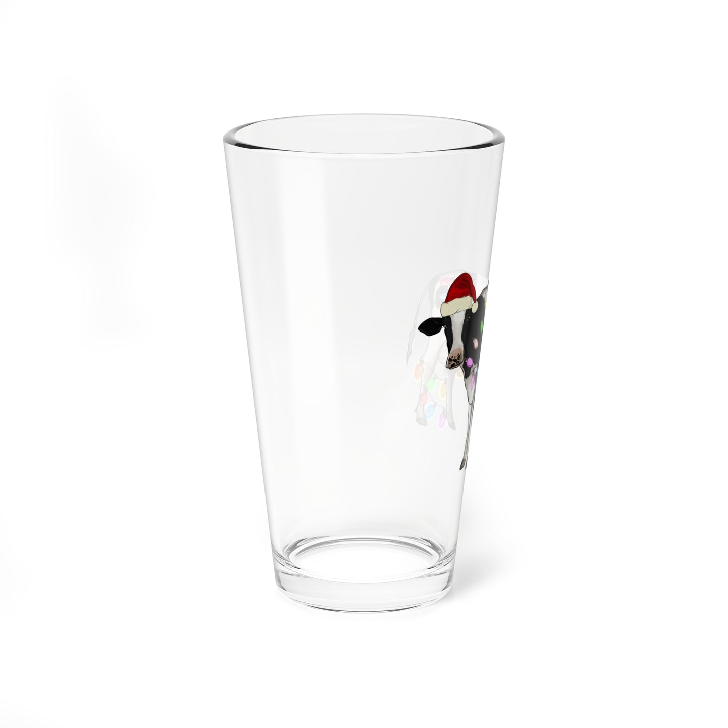 Santa Christmas Cow Mixing Glass, 16oz