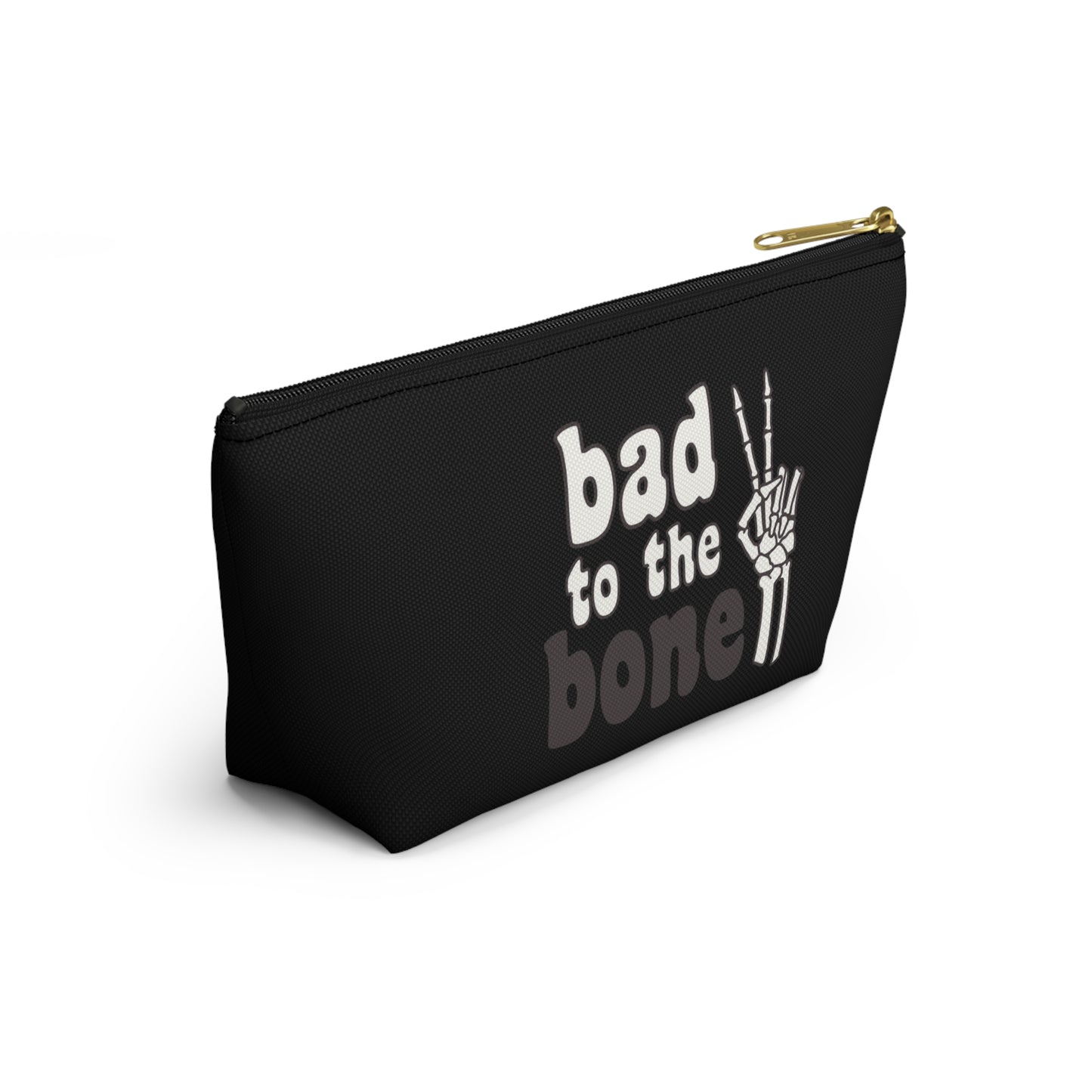 Bad to the Bone Skeleton Hand Peace Sign Accessory Pouch w T-bottom