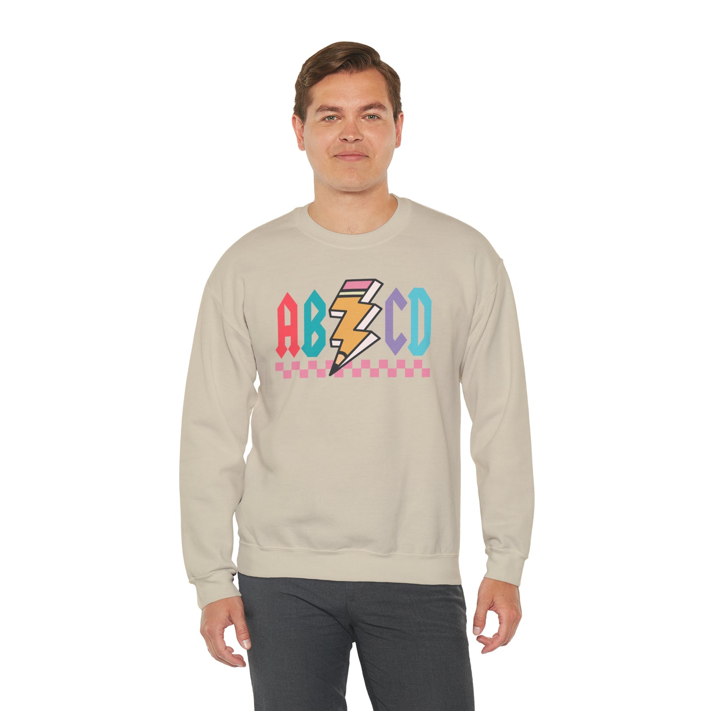 Vintage ABCD Rock and Roll Teacher Heavy Blend™ Crewneck Sweatshirt
