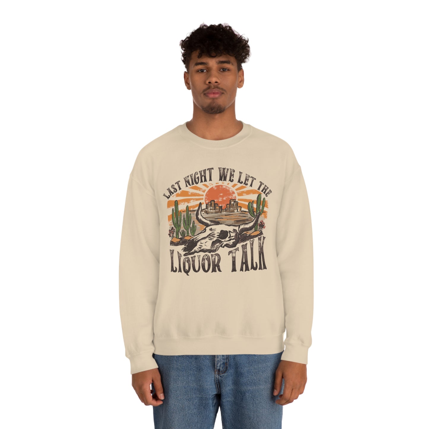Vintage "Last Night We Let the Liquor Talk" Unisex Heavy Blend™ Crewneck Sweatshirt