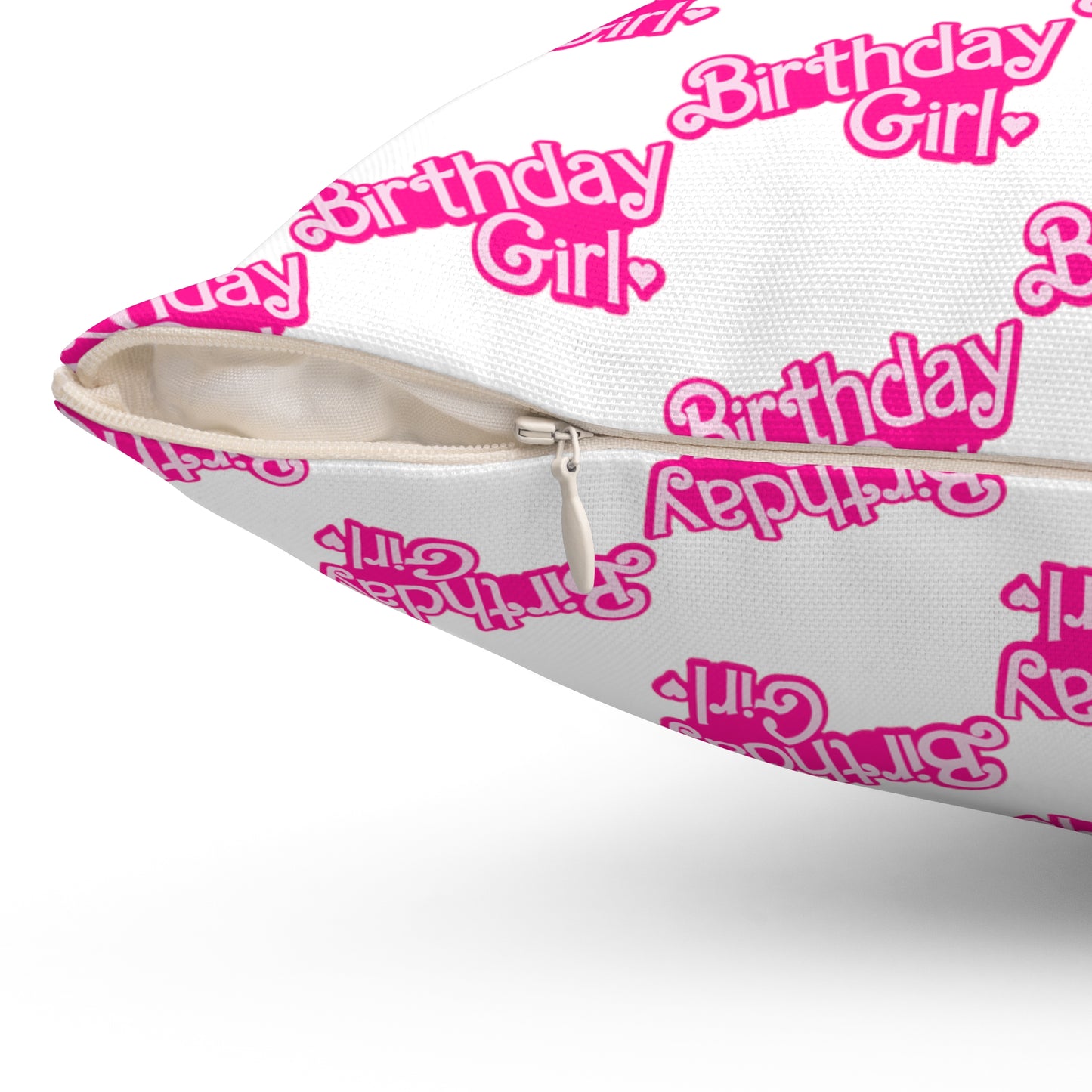 Birthday Girl Barbie Font Pattern Polyester Square Pillow