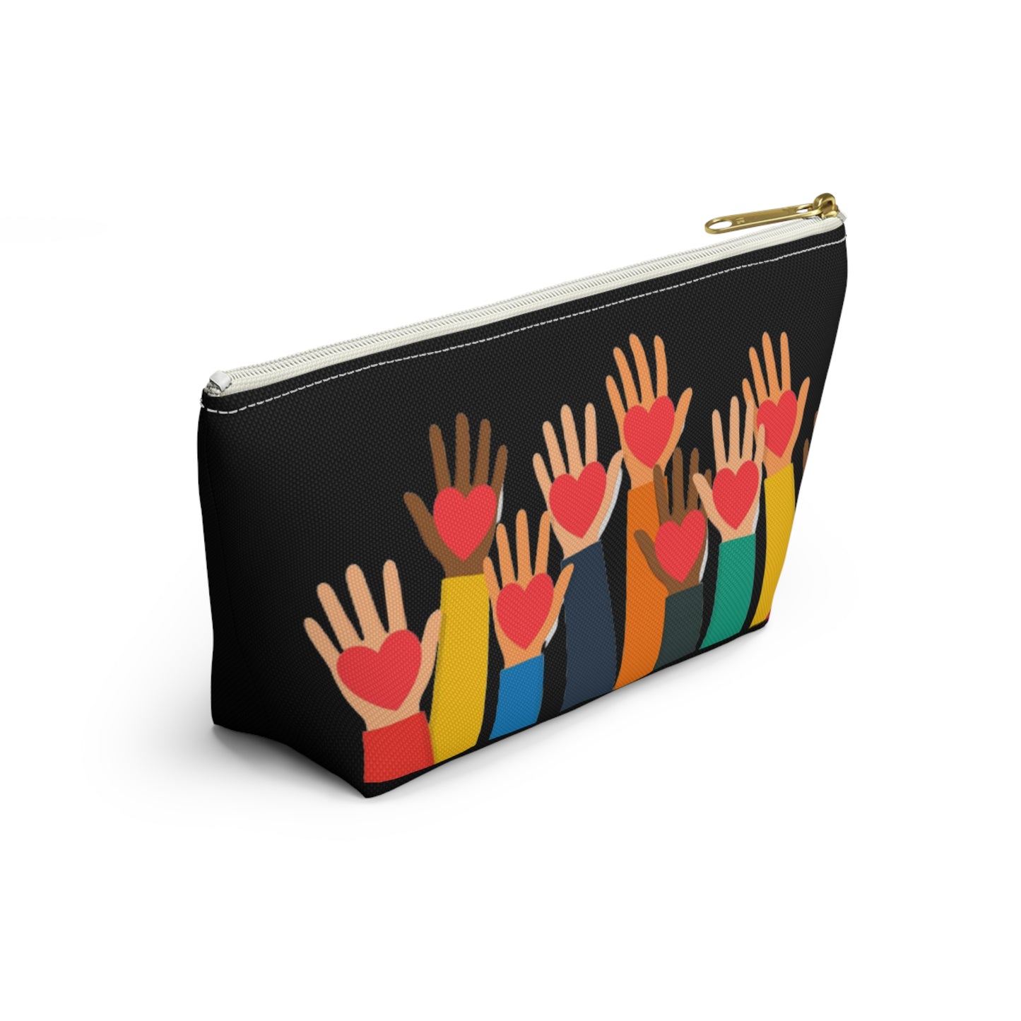 Hearts Hands and Love Print Design Accessory Pouch w T-bottom