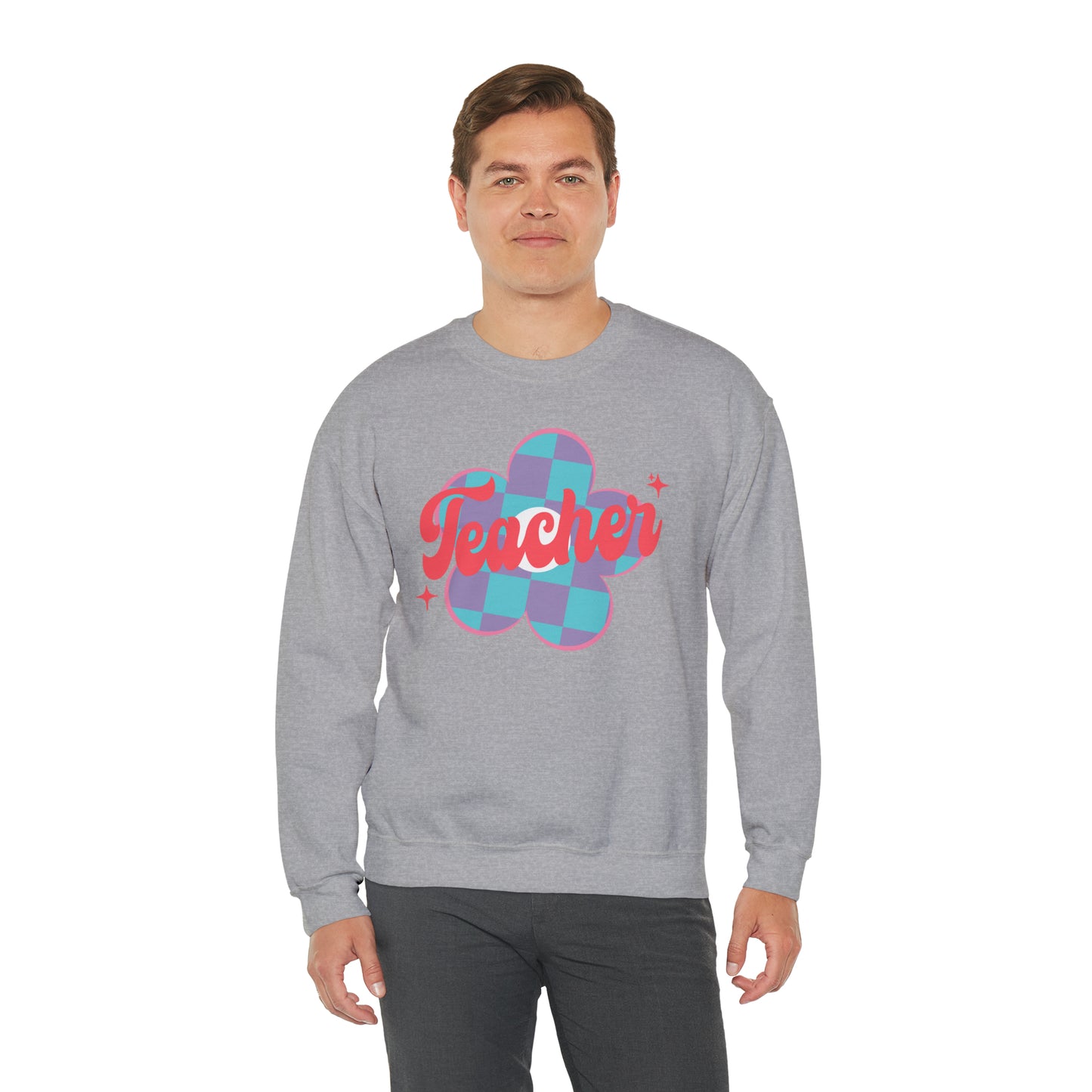 Plaid Daisy Teacher Heavy Blend™ Crewneck Sweatshirt