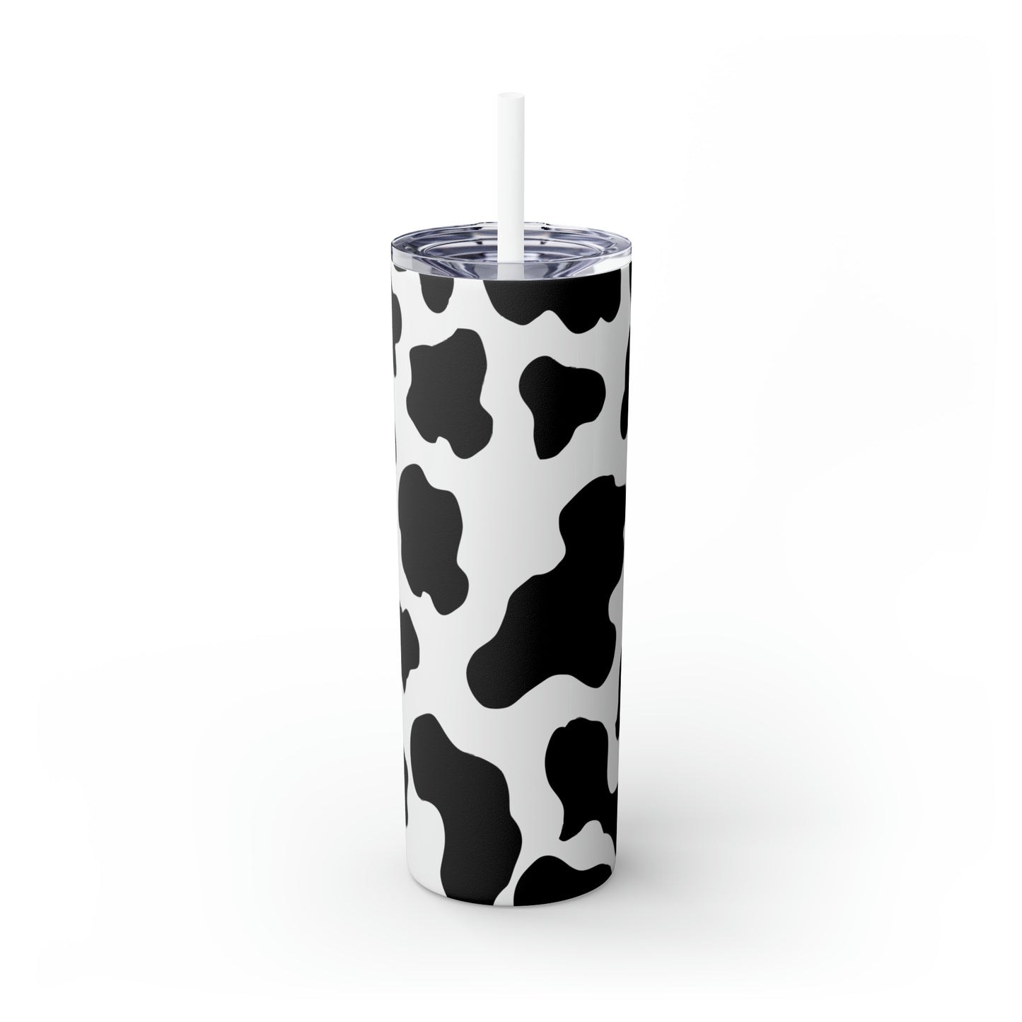 Country Cow Print Skinny Tumbler with Straw, 20oz
