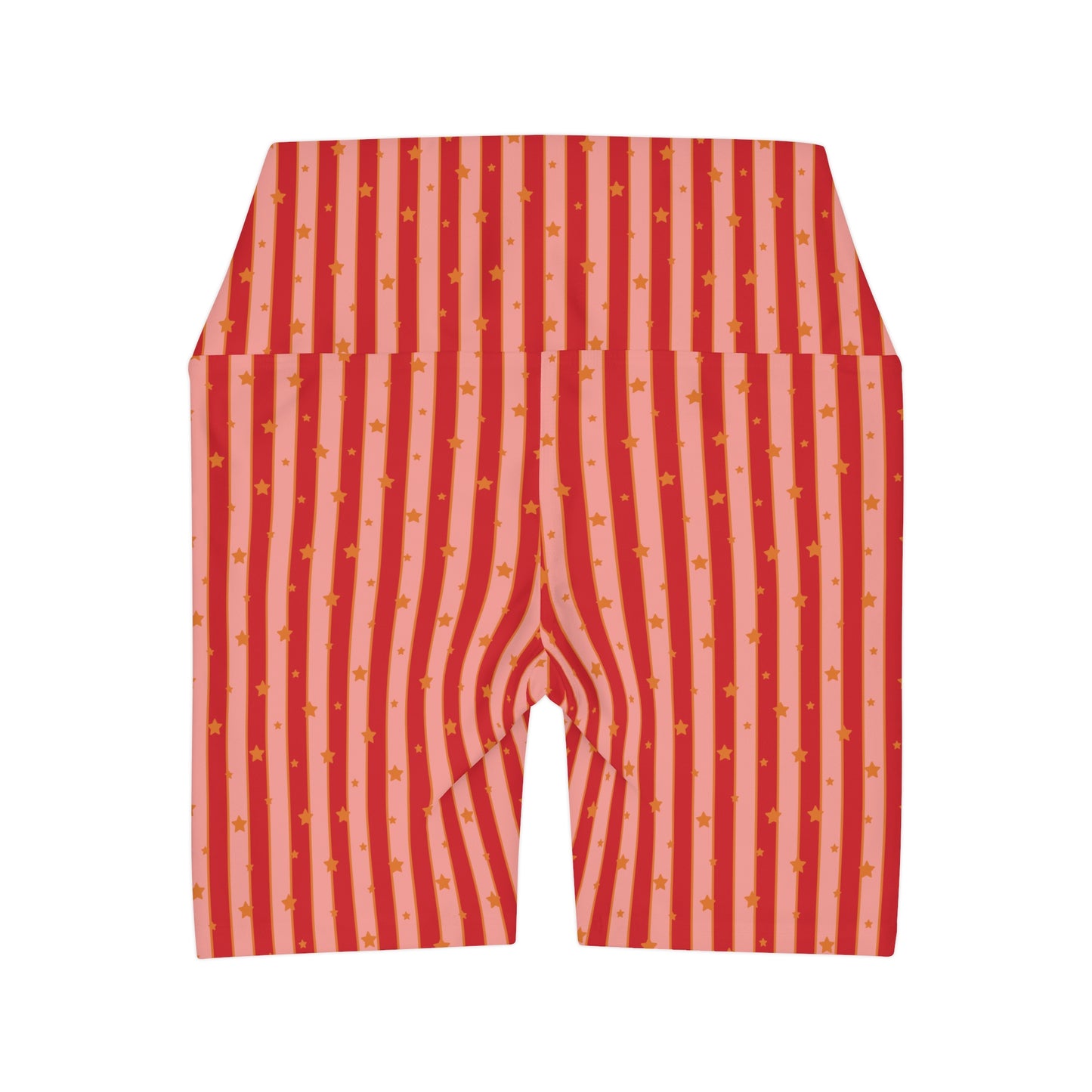 Christmas Holiday Merry Lips Stripes and Stars Yoga Shorts