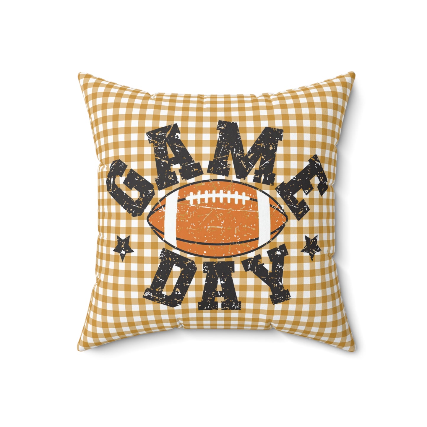 Game Day Football Brown Checkerboard Fall/ Halloween Spun Polyester Square Pillow