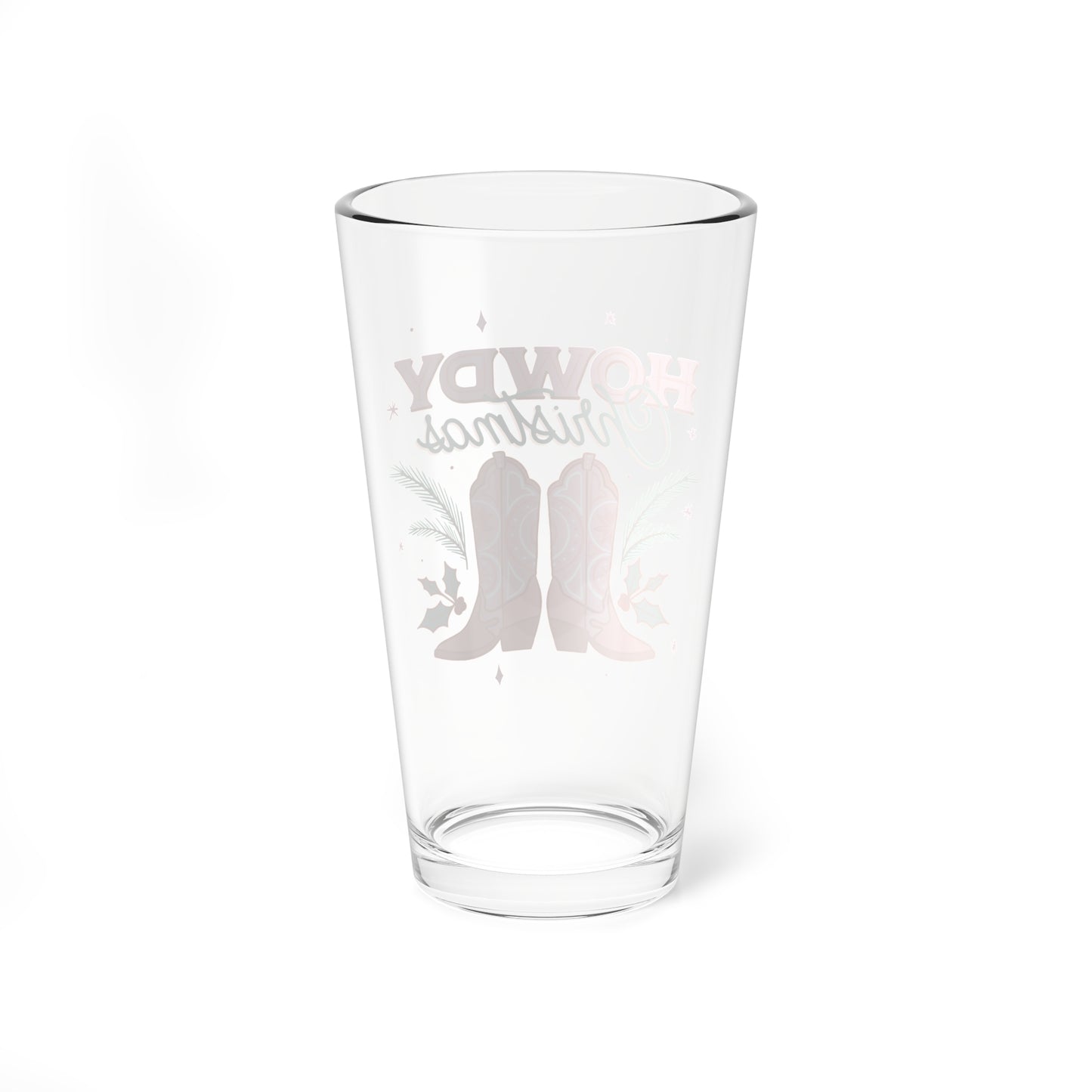 Pink Howdy Christmas Mixing Glass, 16oz