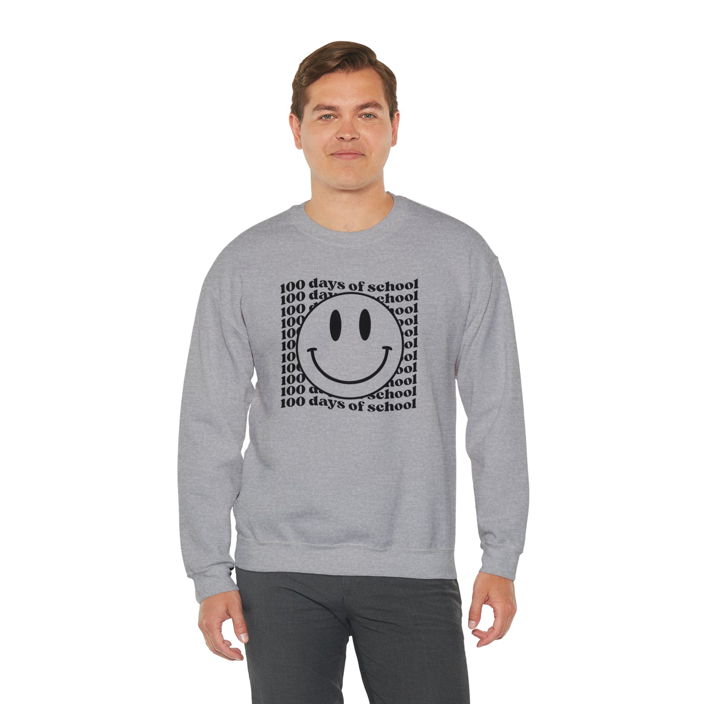 100 Days of School Smiley Face Heavyweight Crewneck Sweatshirt