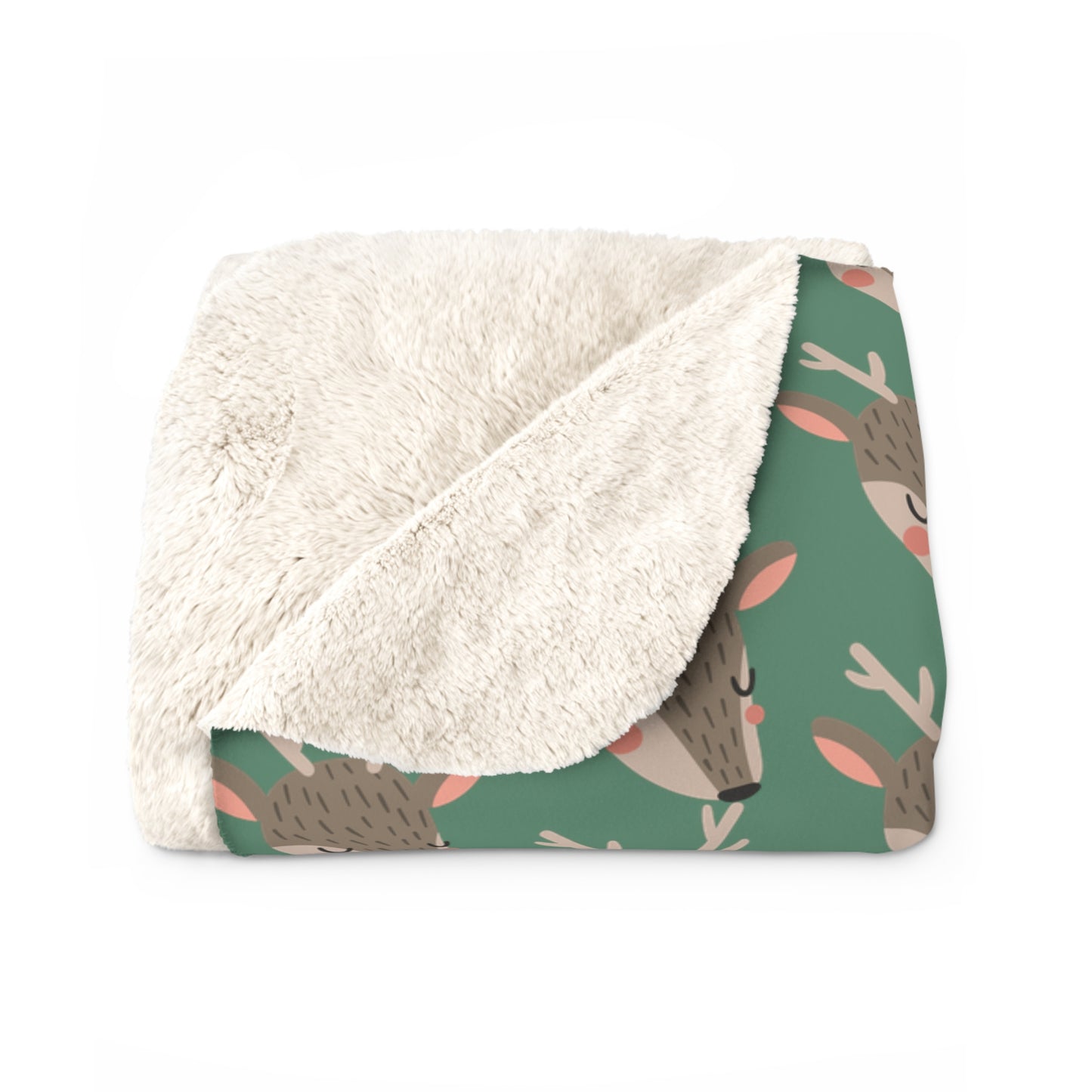 Christmas Deer Print Sherpa Fleece Blanket