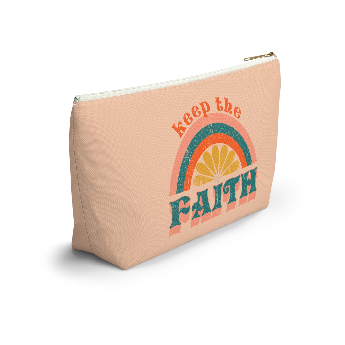 Christian Keep the Faith Print Design Accessory Pouch w T-bottom