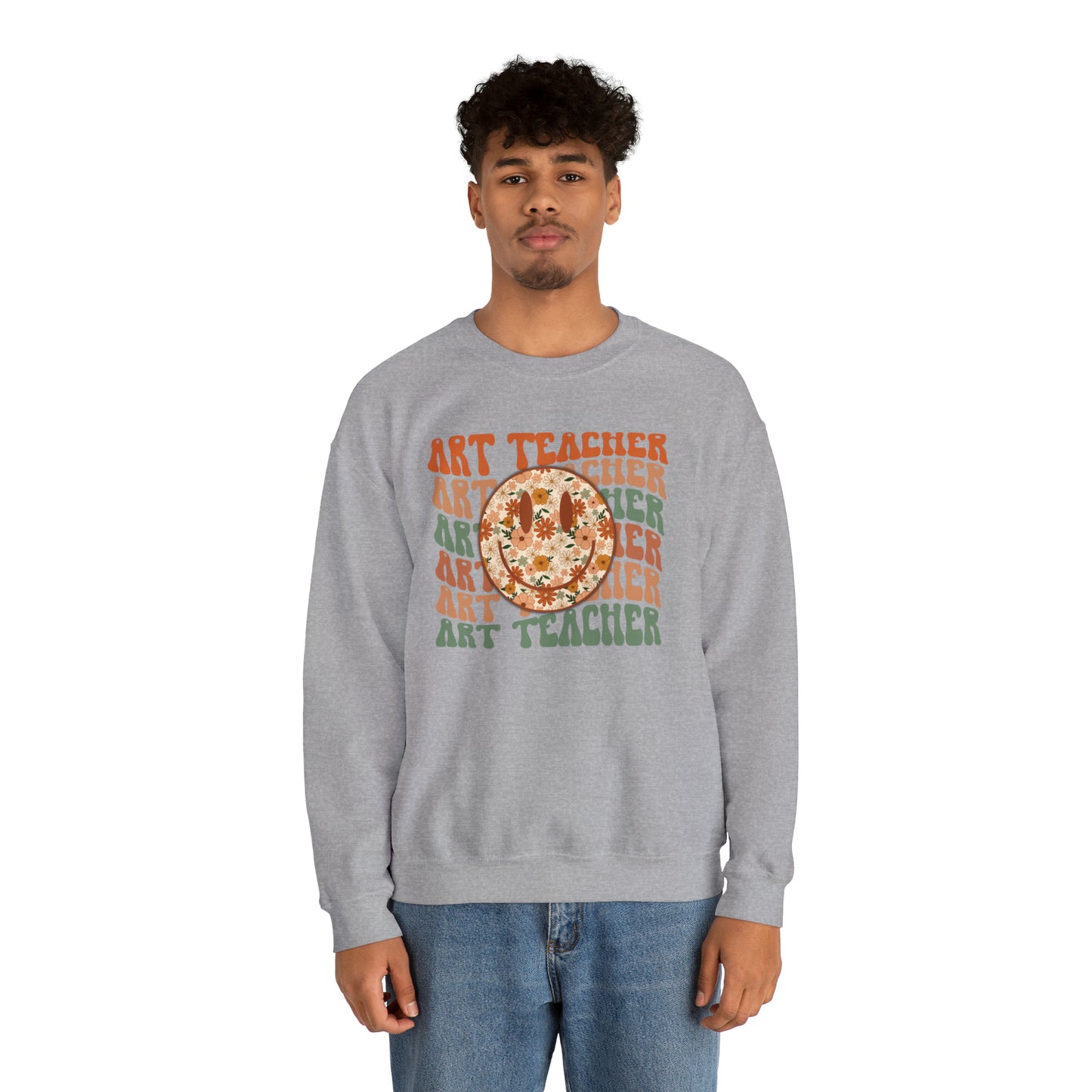 Art Teacher with Smiley Face Heavyweight Crewneck Sweatshirt