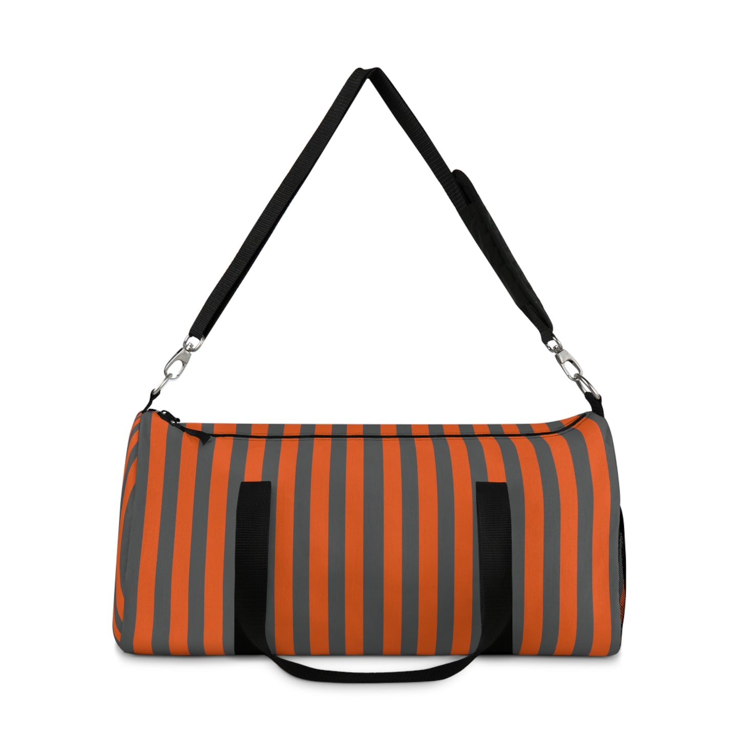Orange and Gray Striped Duffel Bag