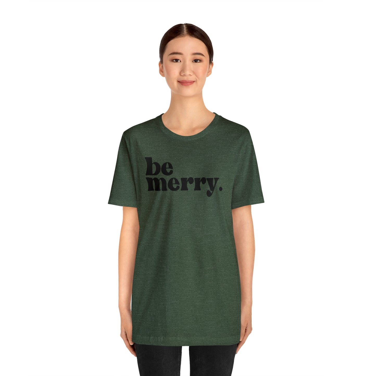 Be Merry Christmas/ Holiday Bella Jersey Short Sleeve Tee (Unisex)