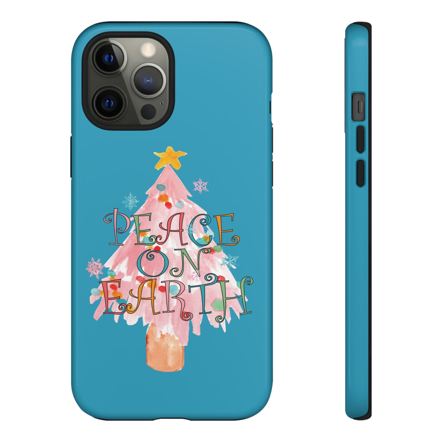Peace on Earth Christmas/ Holiday Apple iPhone Tough Cases - Turquoise